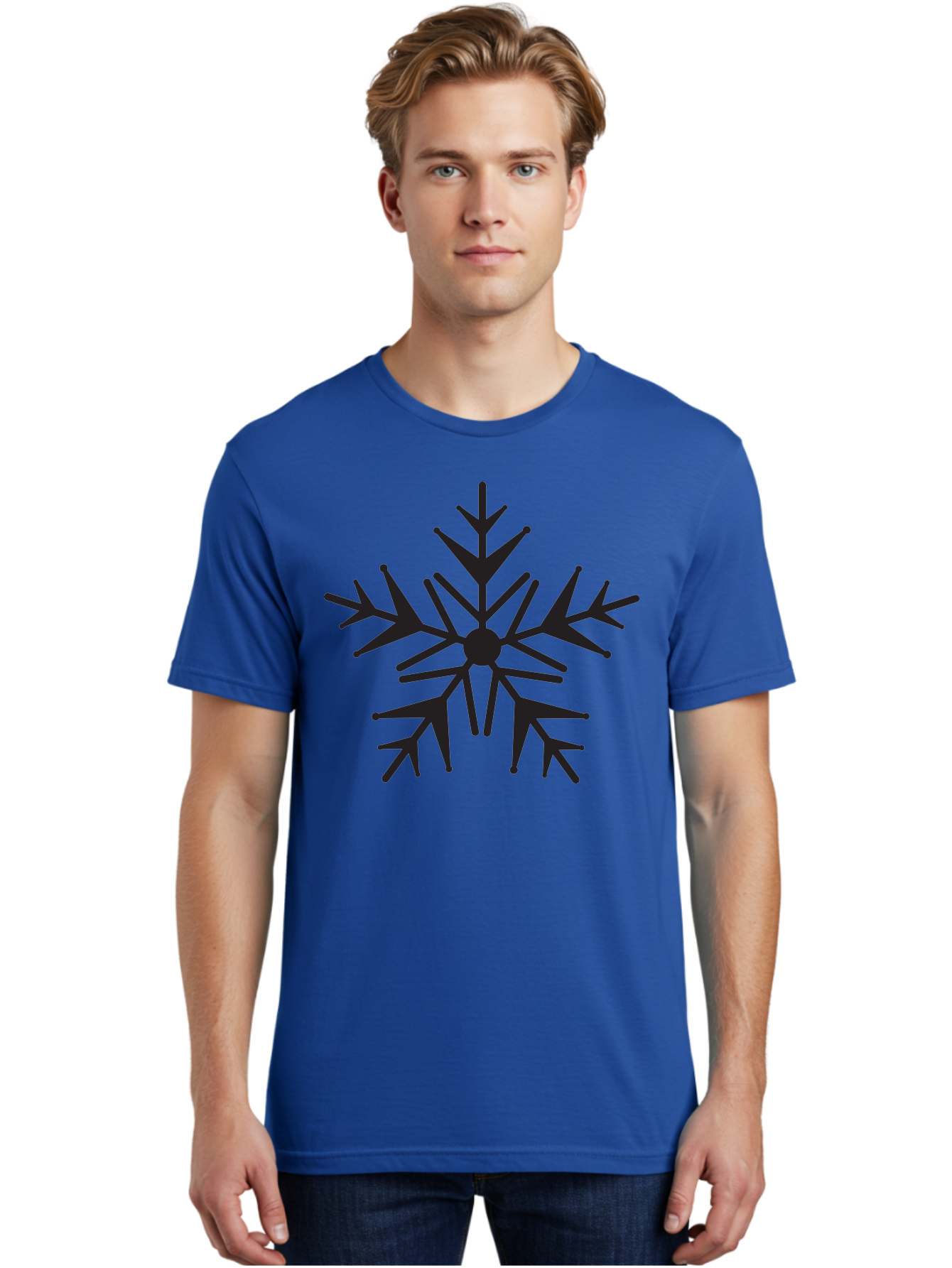 Snowflake-6 Men'S Graphic Tee, 100% Cotton, Comfortable Casual Summer Wear, Machine Washable, Snowflake, Winter Wonderland, Frosty Design, Delicate Pattern, Intricate Details, Symmetrical Shape, Winter Season, Festive Decoration Aad172