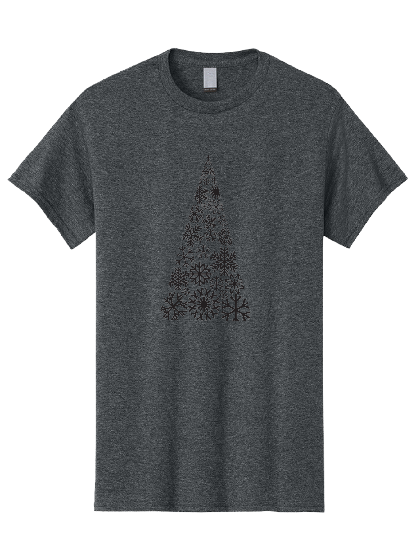 Snowflakes-Christmas-Tree Men'S Graphic Tee, 100% Cotton, Comfortable Casual Summer Wear, Machine Washable, Snowflake Christmas Tree, Festive Design, Winter Wonderland, Holiday Graphics, Seasonal Decor, Christmas Tree Silhouette, Snowflakes, Aad175