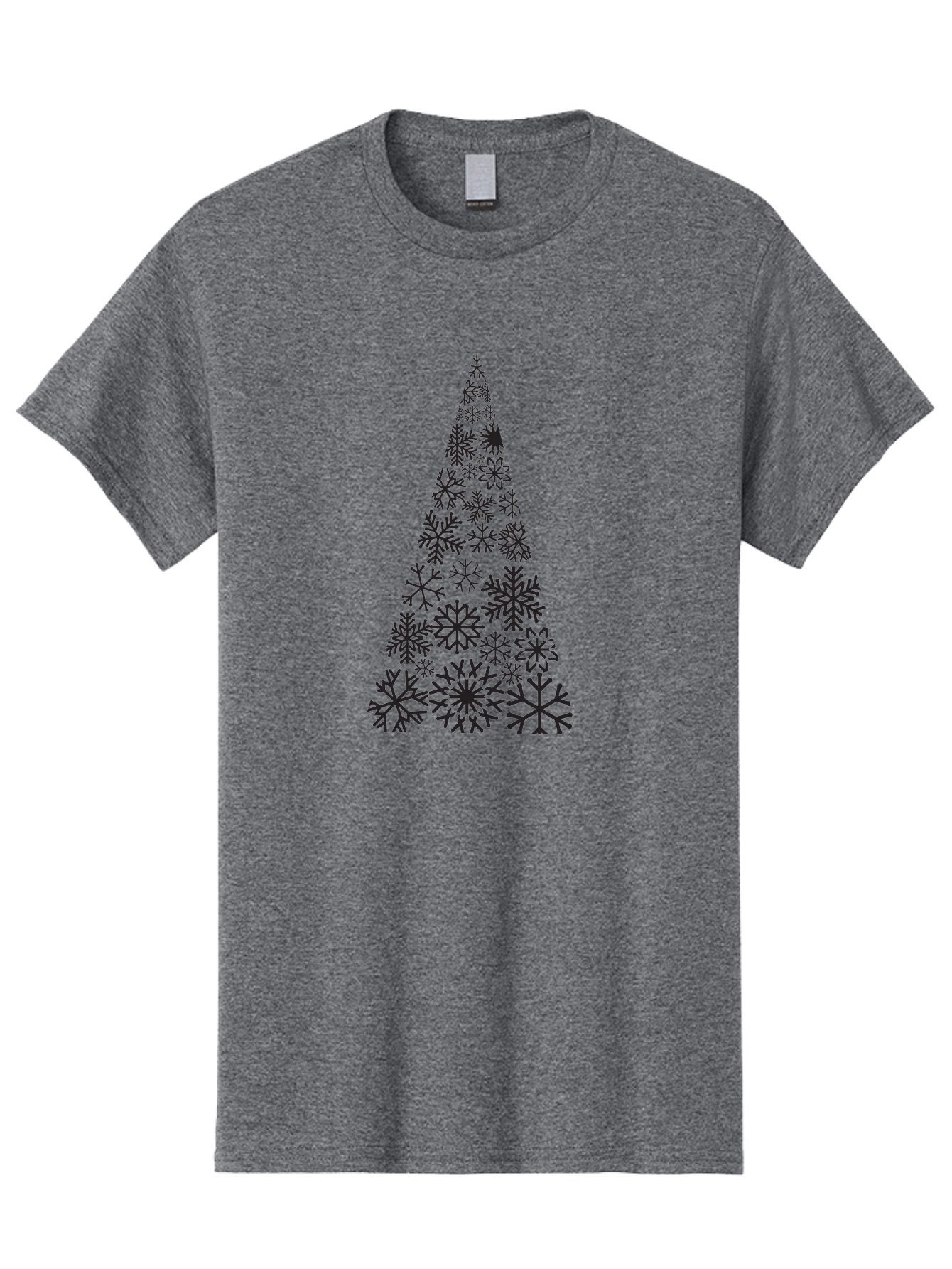 Snowflakes-Christmas-Tree Men'S Graphic Tee, 100% Cotton, Comfortable Casual Summer Wear, Machine Washable, Snowflake Christmas Tree, Festive Design, Winter Wonderland, Holiday Graphics, Seasonal Decor, Christmas Tree Silhouette, Snowflakes, Aad175