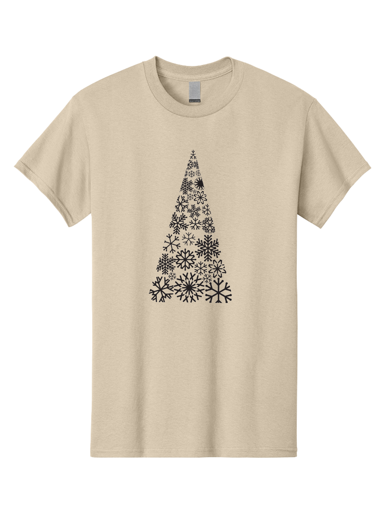 Snowflakes-Christmas-Tree Men'S Graphic Tee, 100% Cotton, Comfortable Casual Summer Wear, Machine Washable, Snowflake Christmas Tree, Festive Design, Winter Wonderland, Holiday Graphics, Seasonal Decor, Christmas Tree Silhouette, Snowflakes, Aad175