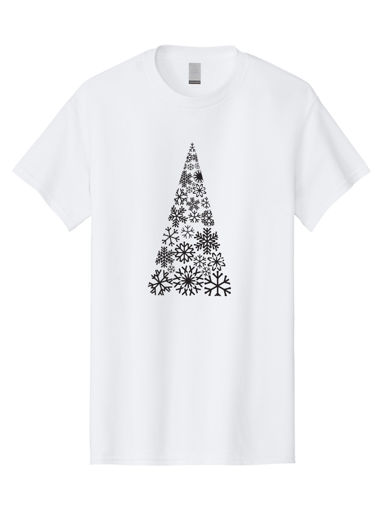 Snowflakes-Christmas-Tree Men'S Graphic Tee, 100% Cotton, Comfortable Casual Summer Wear, Machine Washable, Snowflake Christmas Tree, Festive Design, Winter Wonderland, Holiday Graphics, Seasonal Decor, Christmas Tree Silhouette, Snowflakes, Aad175