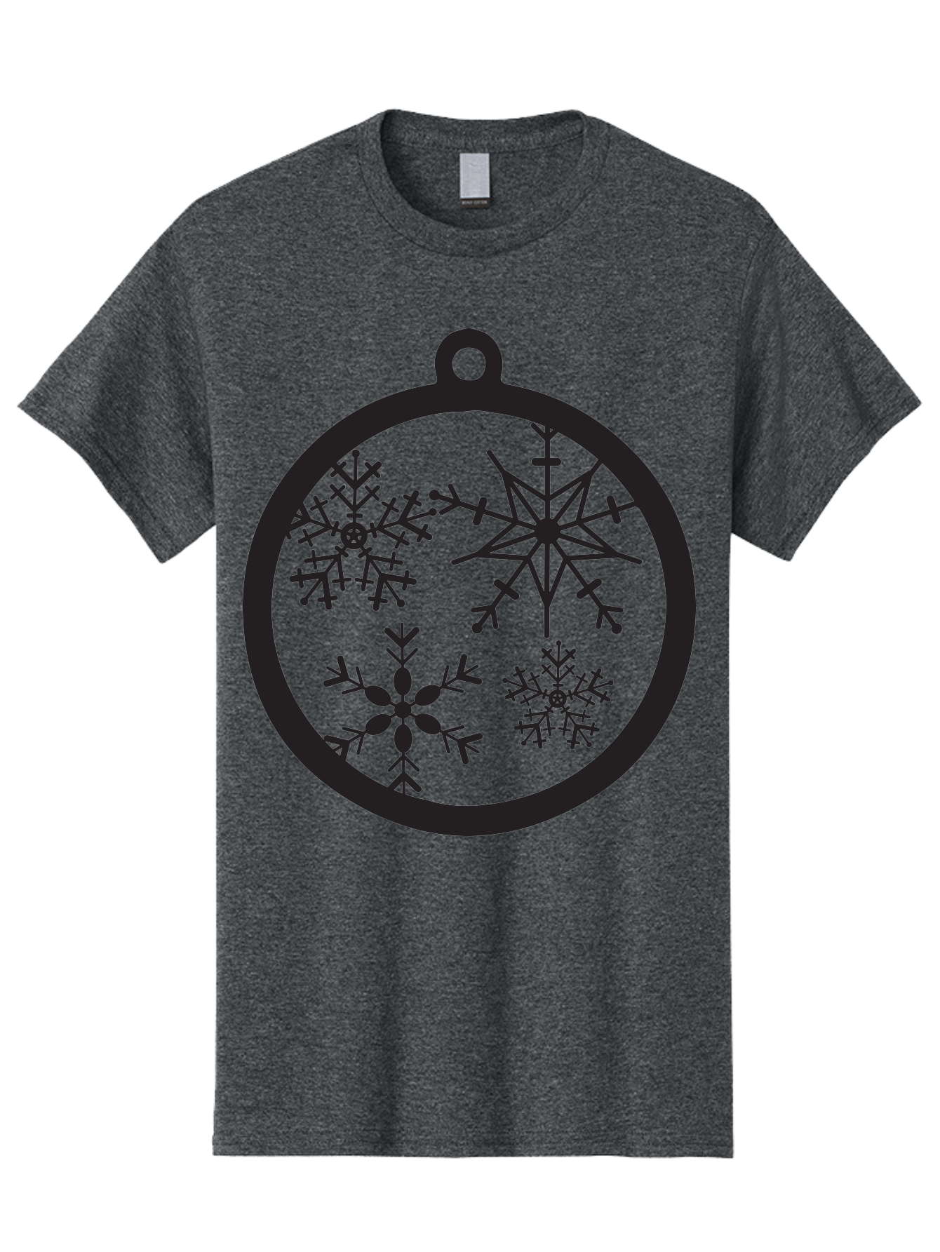 Snowflakes-Ornament-2 Men'S Graphic Tee, 100% Cotton, Comfortable Casual Summer Wear, Machine Washable, Snowflakes, Winter Decoration, Christmas Ornament, Festive Design, Holiday Decor, Black Silhouette, Intricate Patterns, Snowflake Art, Aad177
