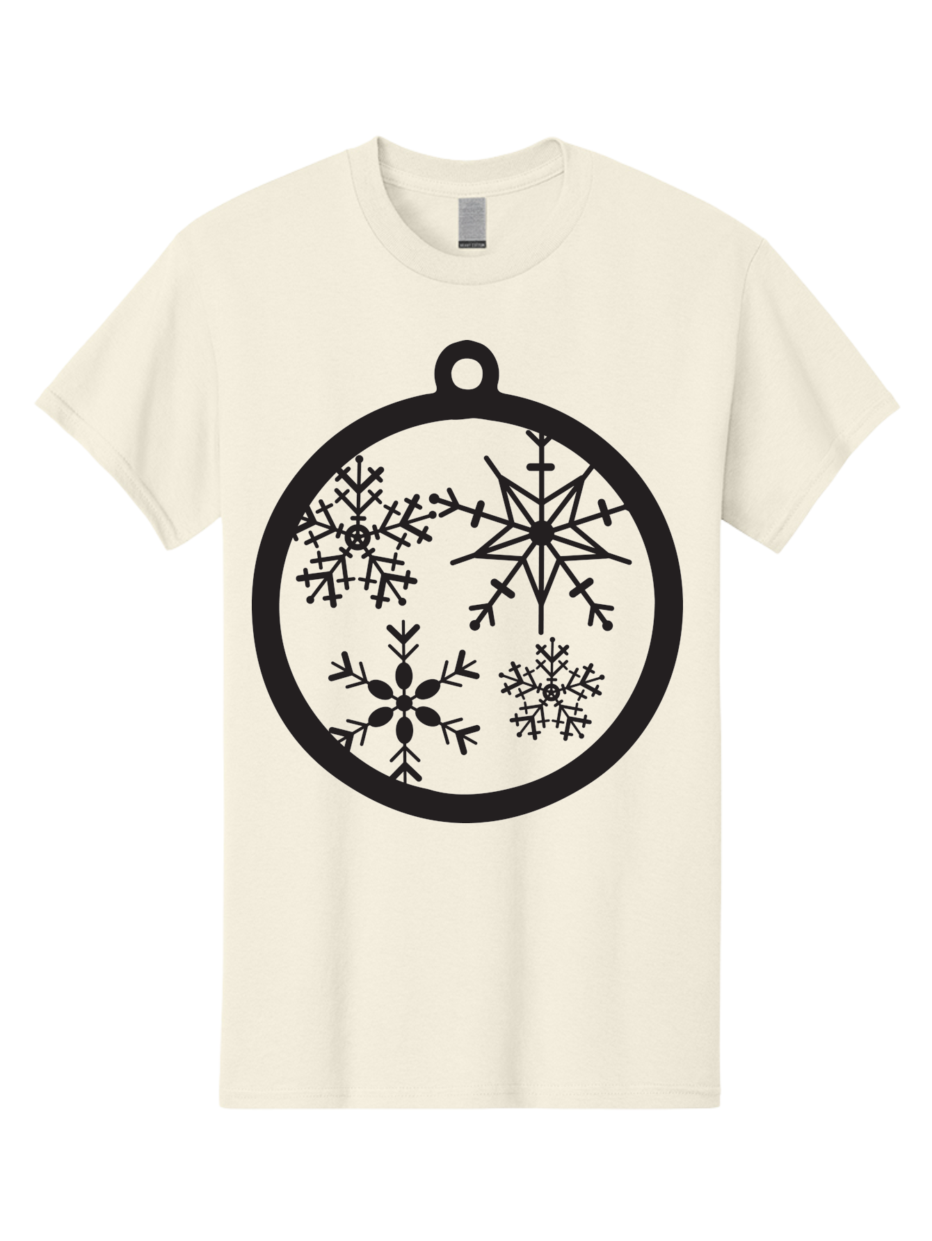 Snowflakes-Ornament-2 Men'S Graphic Tee, 100% Cotton, Comfortable Casual Summer Wear, Machine Washable, Snowflakes, Winter Decoration, Christmas Ornament, Festive Design, Holiday Decor, Black Silhouette, Intricate Patterns, Snowflake Art, Aad177
