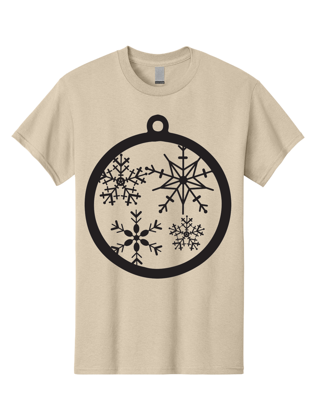 Snowflakes-Ornament-2 Men'S Graphic Tee, 100% Cotton, Comfortable Casual Summer Wear, Machine Washable, Snowflakes, Winter Decoration, Christmas Ornament, Festive Design, Holiday Decor, Black Silhouette, Intricate Patterns, Snowflake Art, Aad177