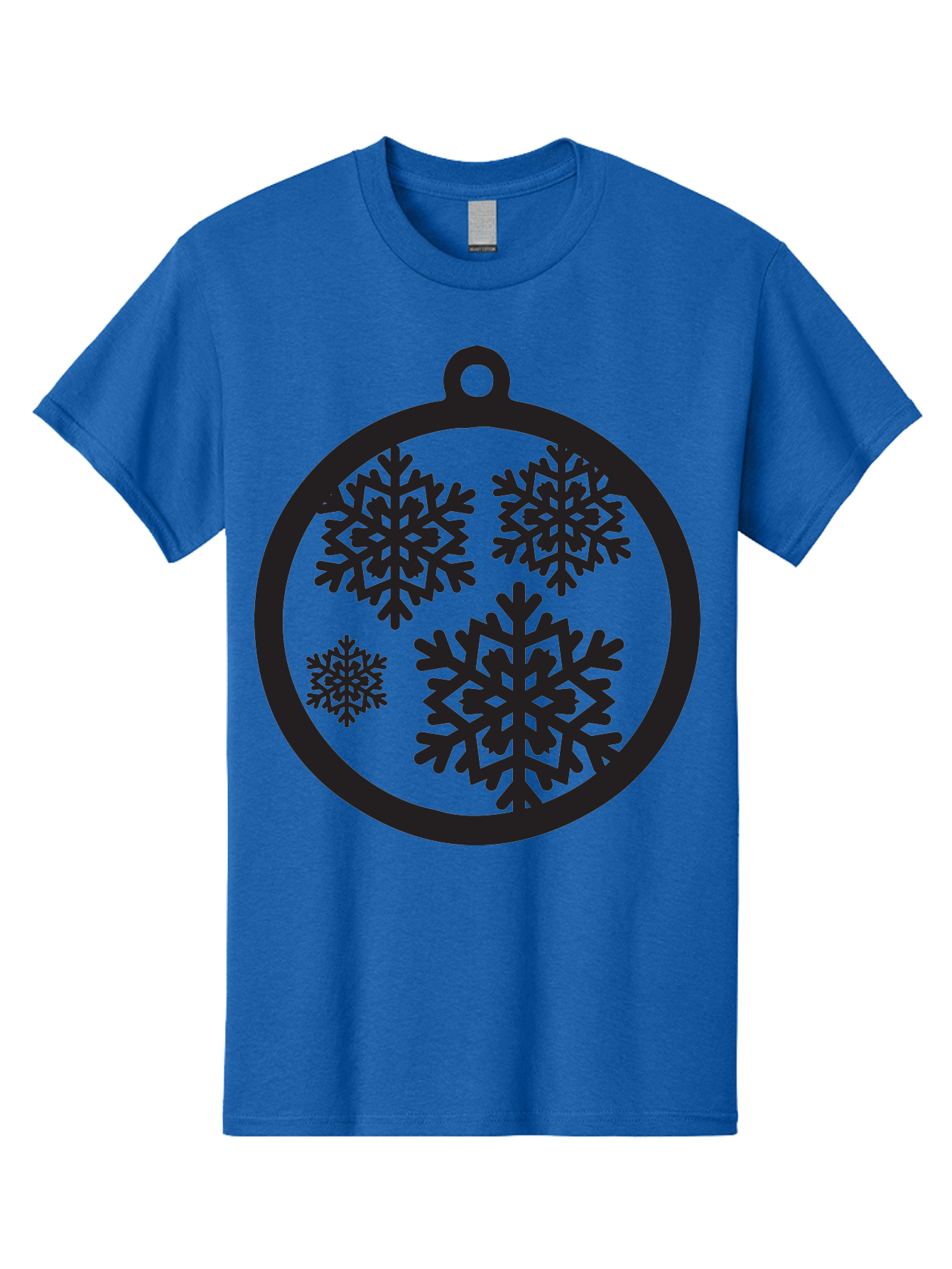 Snowflakes-Ornament Men'S Graphic Tee, 100% Cotton, Comfortable Casual Summer Wear, Machine Washable, Black Christmas Bauble, Snowflakes, Festive Decoration, Holiday Ornament, Winter Wonderland, Seasonal Decor, Black Silhouette, Aad178