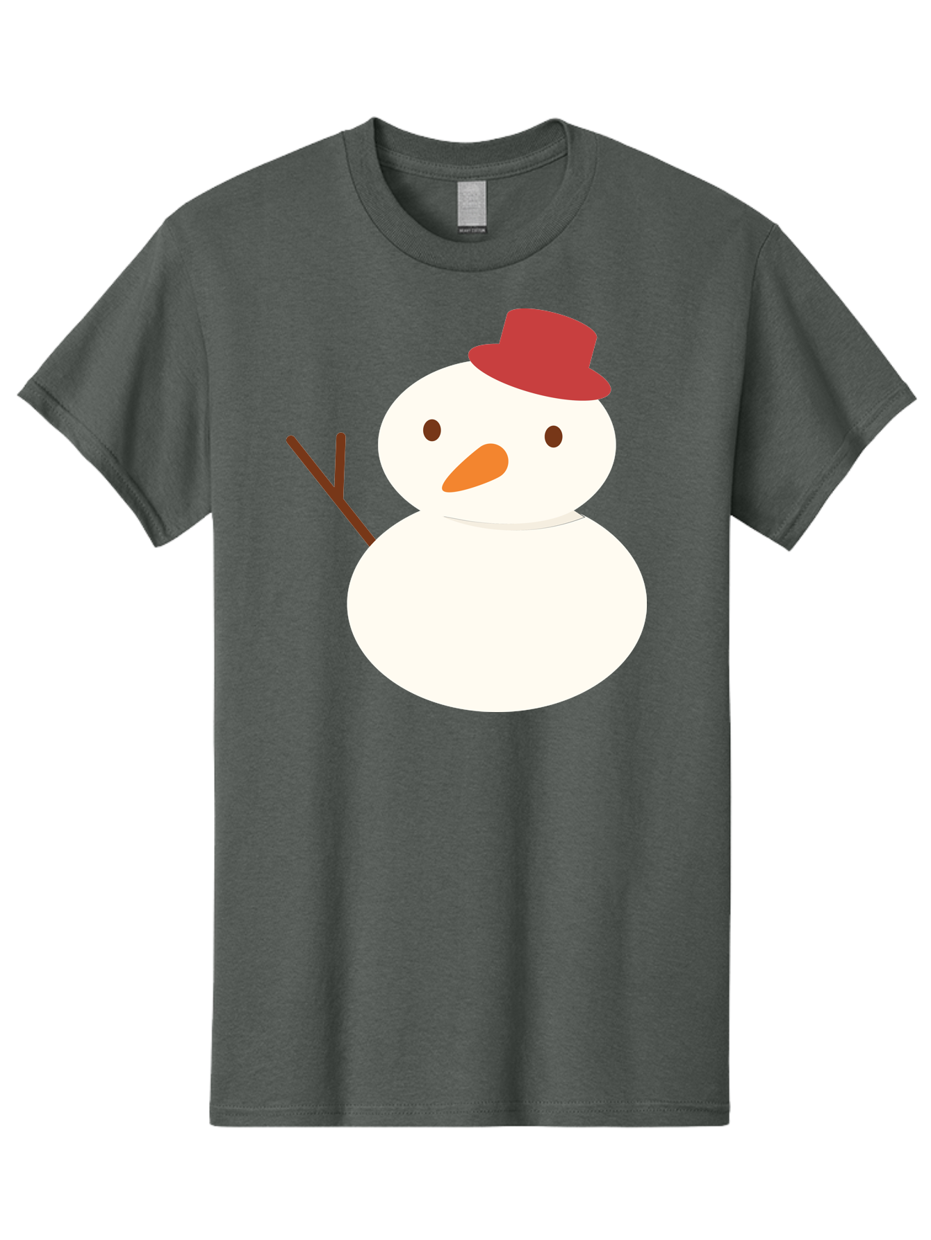 Snowman Men'S Graphic Tee, 100% Cotton, Comfortable Casual Summer Wear, Machine Washable, Snowman Character, Winter Icon, Snowman Illustration, Red Hat, Orange Nose, Stick Arms, Cartoon Snowman, Frosty Friend, Simple Snowman Design, Aad181