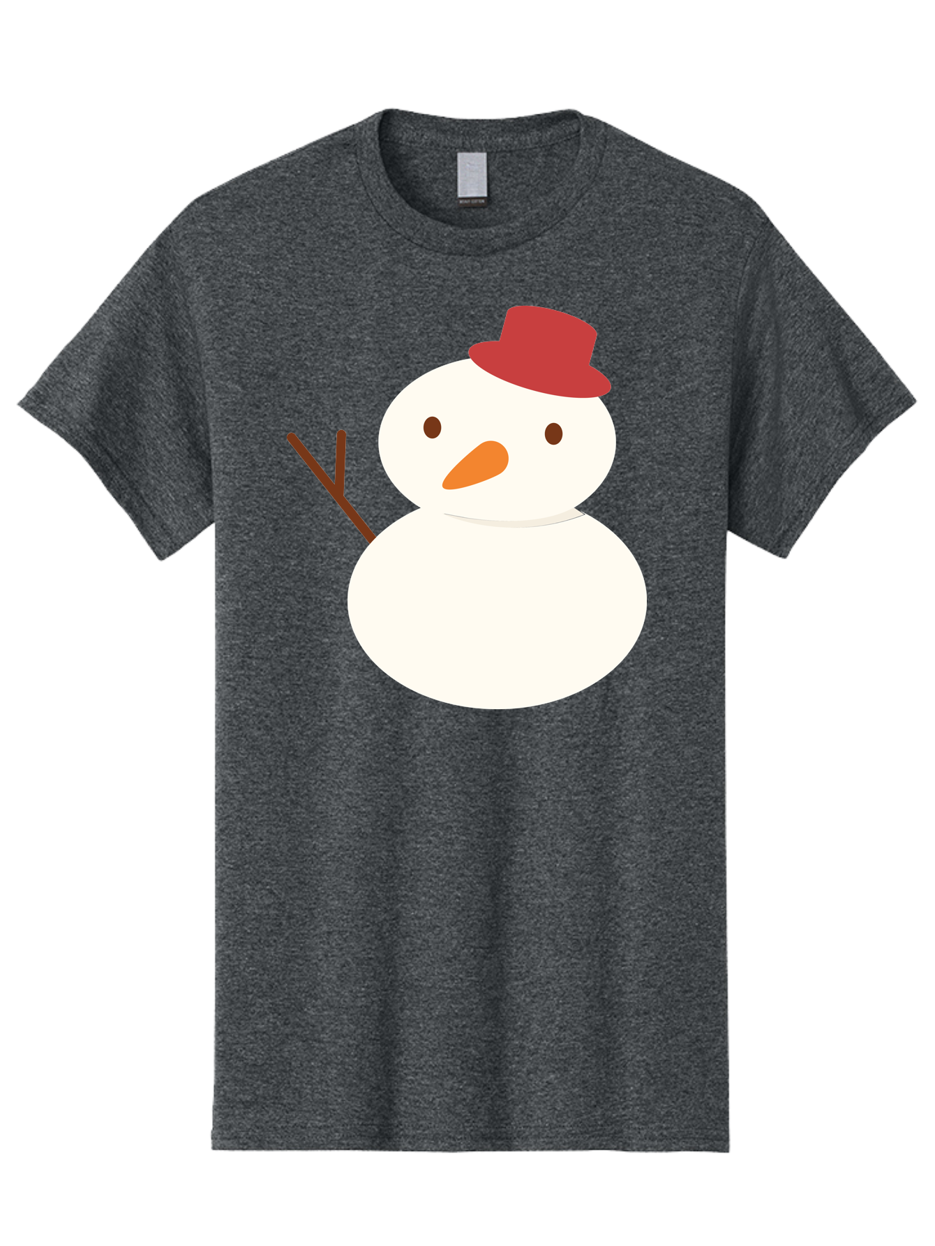 Snowman Men'S Graphic Tee, 100% Cotton, Comfortable Casual Summer Wear, Machine Washable, Snowman Character, Winter Icon, Snowman Illustration, Red Hat, Orange Nose, Stick Arms, Cartoon Snowman, Frosty Friend, Simple Snowman Design, Aad181