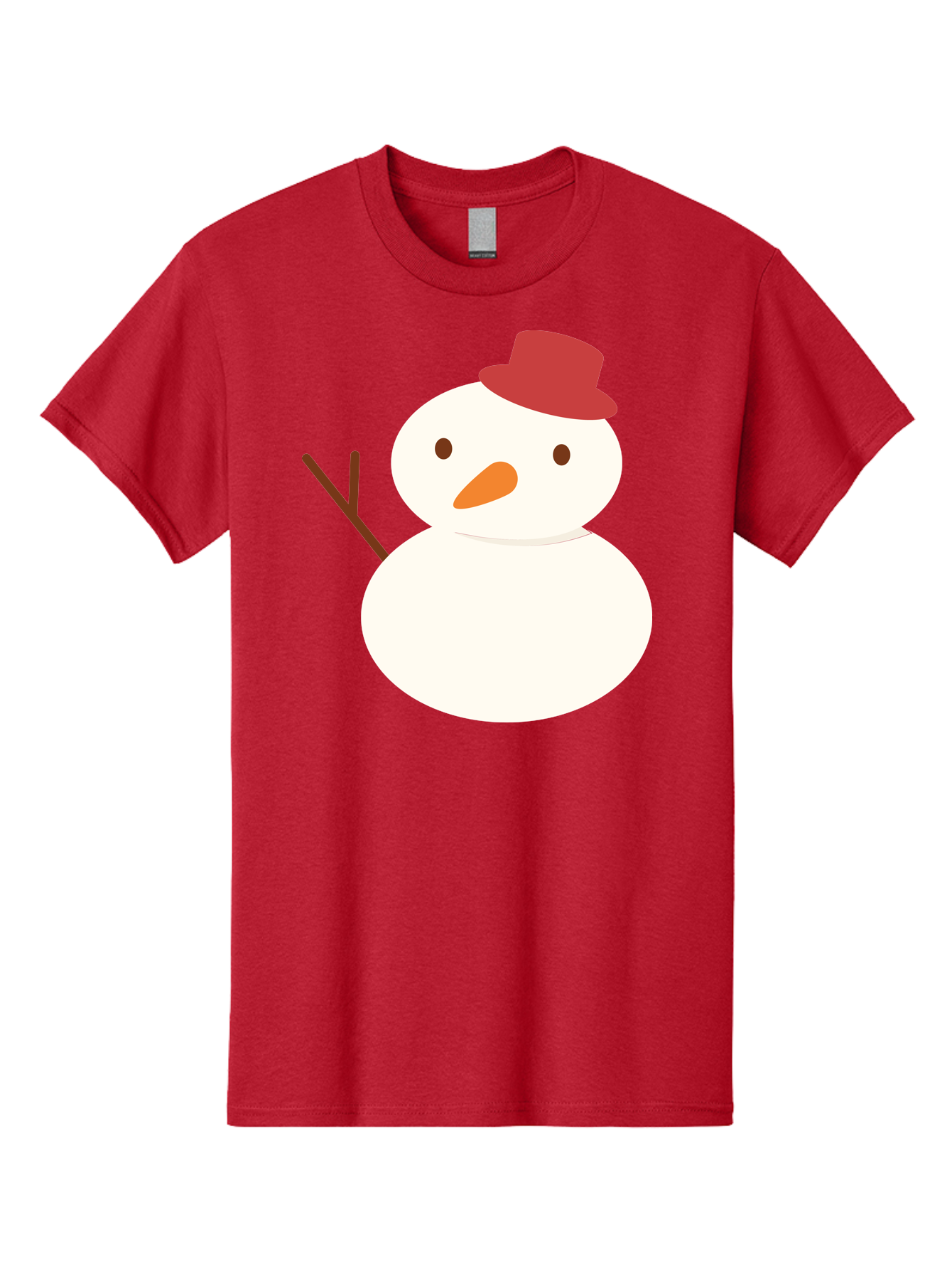 Snowman Men'S Graphic Tee, 100% Cotton, Comfortable Casual Summer Wear, Machine Washable, Snowman Character, Winter Icon, Snowman Illustration, Red Hat, Orange Nose, Stick Arms, Cartoon Snowman, Frosty Friend, Simple Snowman Design, Aad181