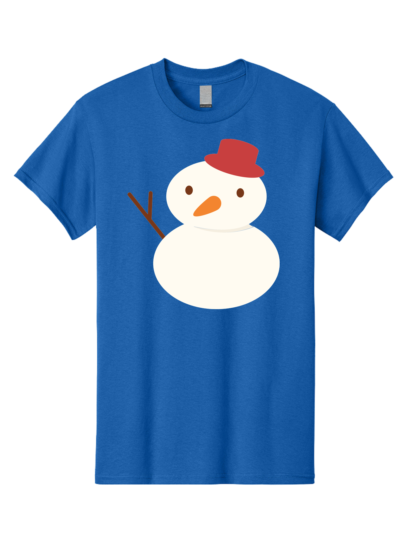 Snowman Men'S Graphic Tee, 100% Cotton, Comfortable Casual Summer Wear, Machine Washable, Snowman Character, Winter Icon, Snowman Illustration, Red Hat, Orange Nose, Stick Arms, Cartoon Snowman, Frosty Friend, Simple Snowman Design, Aad181