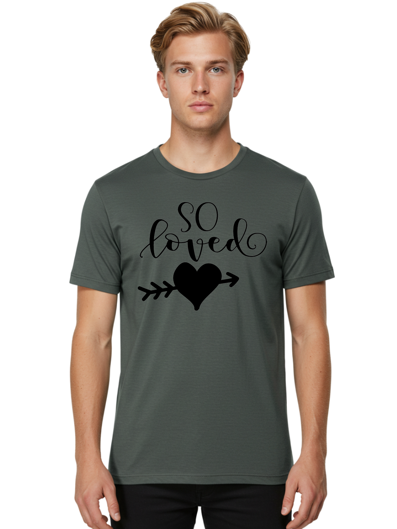 So-Loved Men'S Graphic Tee, 100% Cotton, Comfortable Casual Summer Wear, Machine Washable, Love Quote, Heart With Arrow, Valentines Day, Romantic Symbol, Love Message, Tender Feeling, Heartwarming, Love Inspiration Aad182