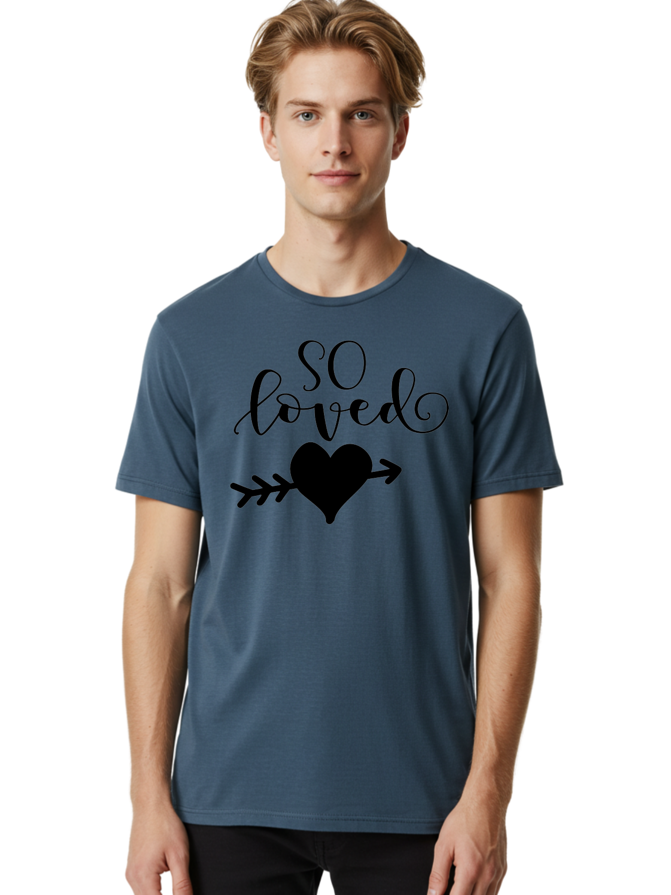 So-Loved Men'S Graphic Tee, 100% Cotton, Comfortable Casual Summer Wear, Machine Washable, Love Quote, Heart With Arrow, Valentines Day, Romantic Symbol, Love Message, Tender Feeling, Heartwarming, Love Inspiration Aad182