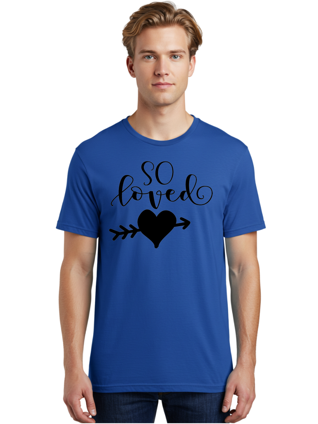 So-Loved Men'S Graphic Tee, 100% Cotton, Comfortable Casual Summer Wear, Machine Washable, Love Quote, Heart With Arrow, Valentines Day, Romantic Symbol, Love Message, Tender Feeling, Heartwarming, Love Inspiration Aad182