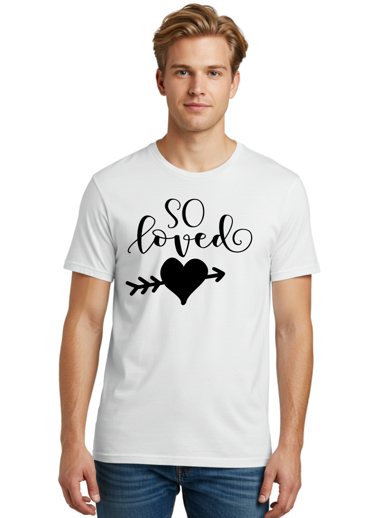 So-Loved Men'S Graphic Tee, 100% Cotton, Comfortable Casual Summer Wear, Machine Washable, Love Quote, Heart With Arrow, Valentines Day, Romantic Symbol, Love Message, Tender Feeling, Heartwarming, Love Inspiration Aad182
