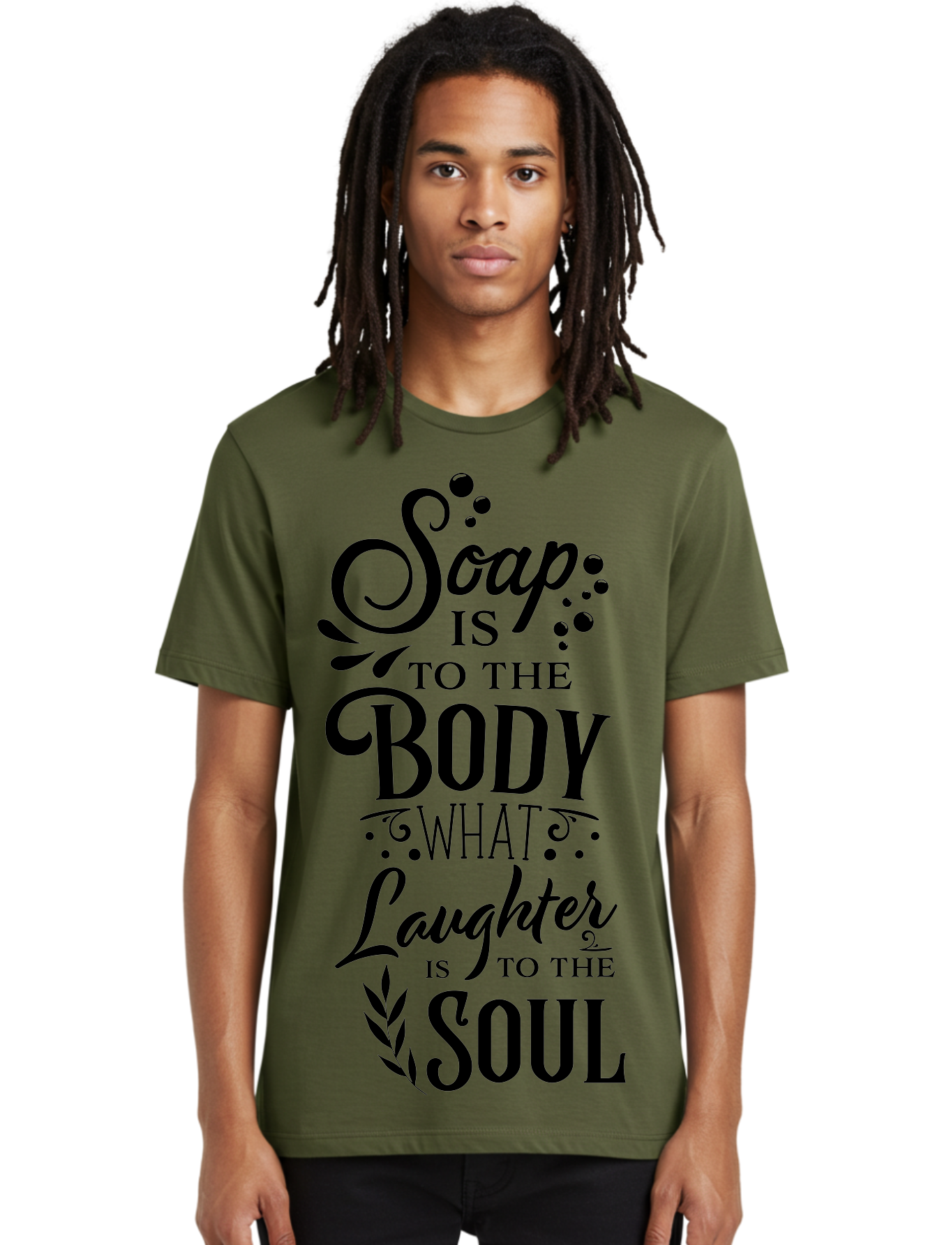 Soap-Is-To-The-Body Men'S Graphic Tee, 100% Cotton, Comfortable Casual Summer Wear, Machine Washable, Soap, Body Care, Laughter, Soul, Wellness, Self-Care, Relaxation, Happiness, Positive Vibes, Cleanliness Aad184