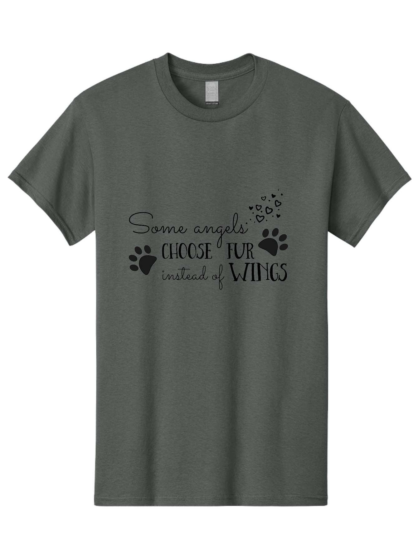 Some-Angels-Choose-Fur-Instead-Of-Wings Men'S Graphic Tee, 100% Cotton, Comfortable Casual Summer Wear, Machine Washable, Angelic Pets, Furry Friends, Heartwarming Quote, Dog Lovers, Cat Lovers, Inspirational Phrase, Love For Animals, Aad185