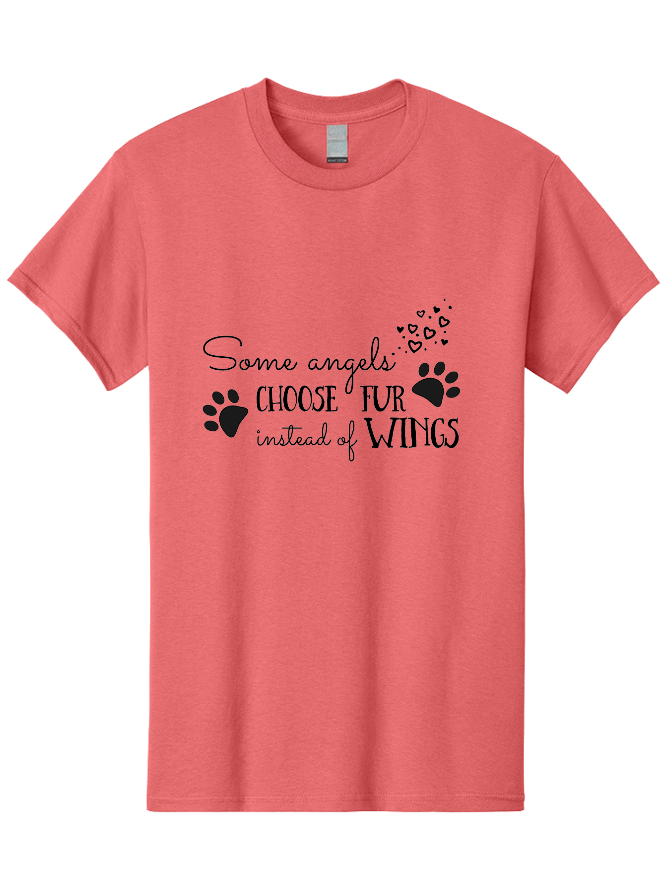 Some-Angels-Choose-Fur-Instead-Of-Wings Men'S Graphic Tee, 100% Cotton, Comfortable Casual Summer Wear, Machine Washable, Angelic Pets, Furry Friends, Heartwarming Quote, Dog Lovers, Cat Lovers, Inspirational Phrase, Love For Animals, Aad185