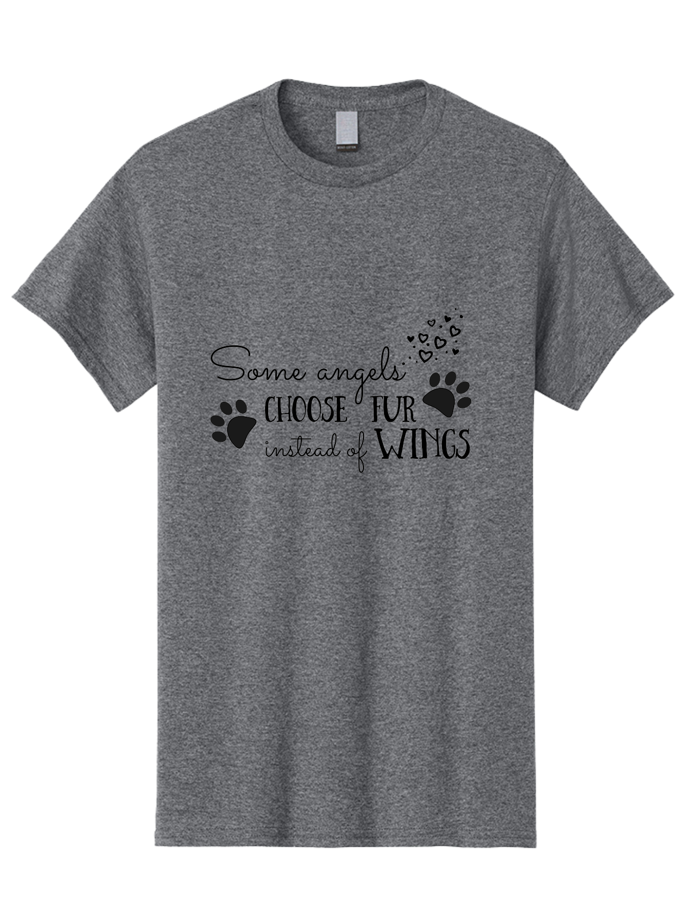 Some-Angels-Choose-Fur-Instead-Of-Wings Men'S Graphic Tee, 100% Cotton, Comfortable Casual Summer Wear, Machine Washable, Angelic Pets, Furry Friends, Heartwarming Quote, Dog Lovers, Cat Lovers, Inspirational Phrase, Love For Animals, Aad185