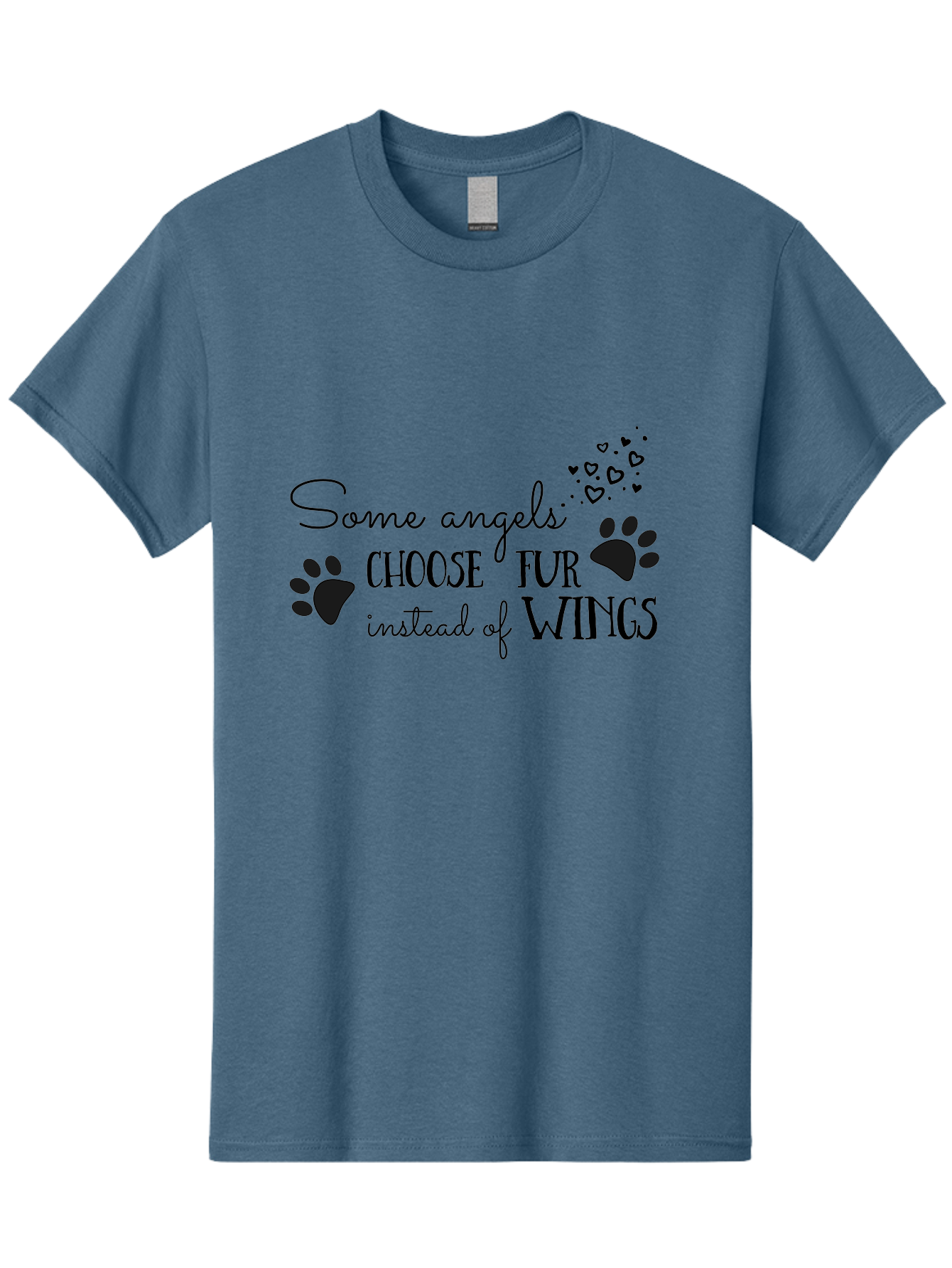 Some-Angels-Choose-Fur-Instead-Of-Wings Men'S Graphic Tee, 100% Cotton, Comfortable Casual Summer Wear, Machine Washable, Angelic Pets, Furry Friends, Heartwarming Quote, Dog Lovers, Cat Lovers, Inspirational Phrase, Love For Animals, Aad185