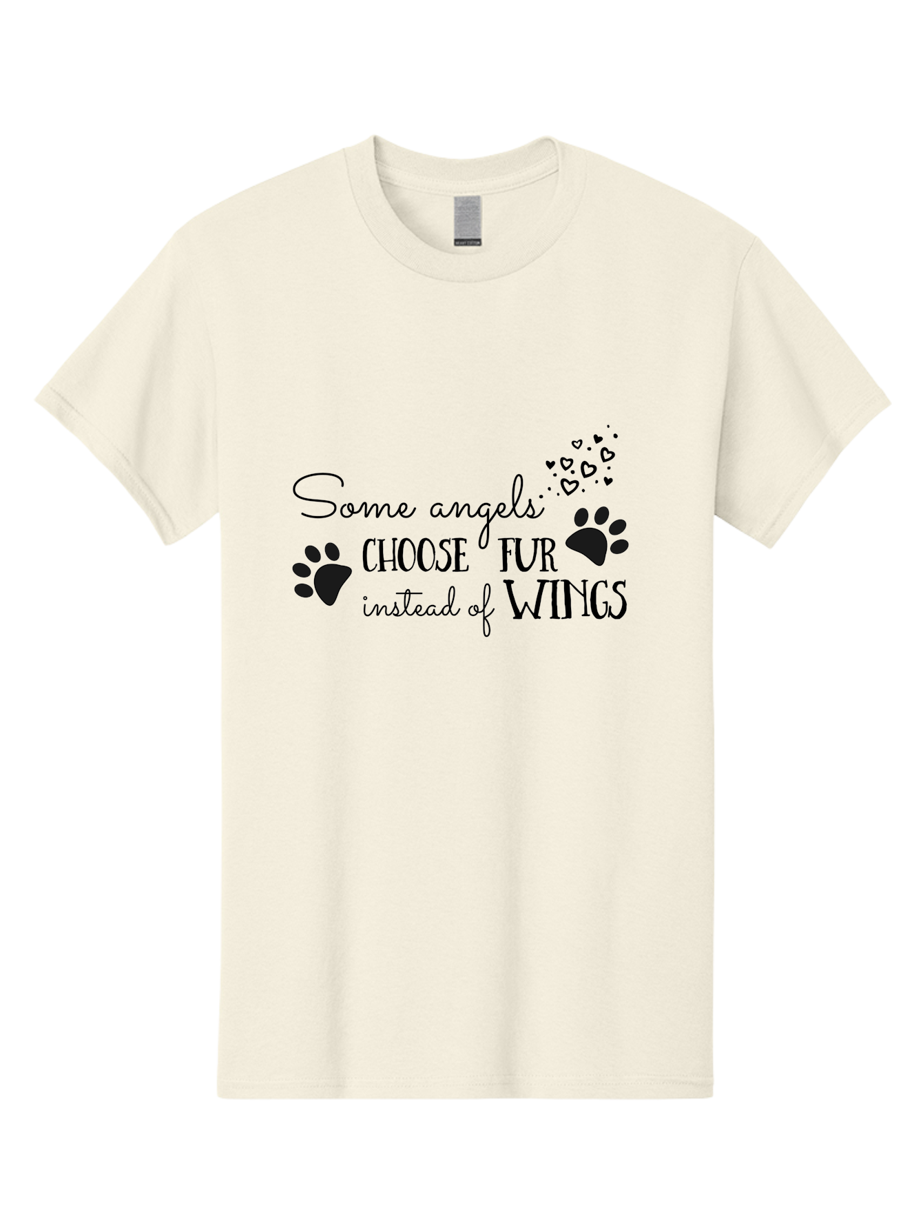 Some-Angels-Choose-Fur-Instead-Of-Wings Men'S Graphic Tee, 100% Cotton, Comfortable Casual Summer Wear, Machine Washable, Angelic Pets, Furry Friends, Heartwarming Quote, Dog Lovers, Cat Lovers, Inspirational Phrase, Love For Animals, Aad185