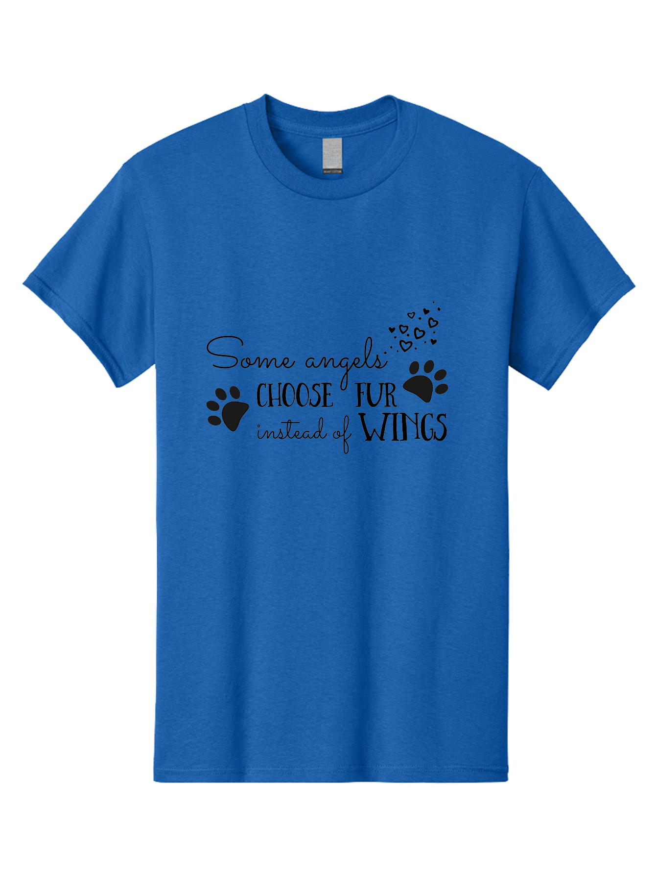 Some-Angels-Choose-Fur-Instead-Of-Wings Men'S Graphic Tee, 100% Cotton, Comfortable Casual Summer Wear, Machine Washable, Angelic Pets, Furry Friends, Heartwarming Quote, Dog Lovers, Cat Lovers, Inspirational Phrase, Love For Animals, Aad185