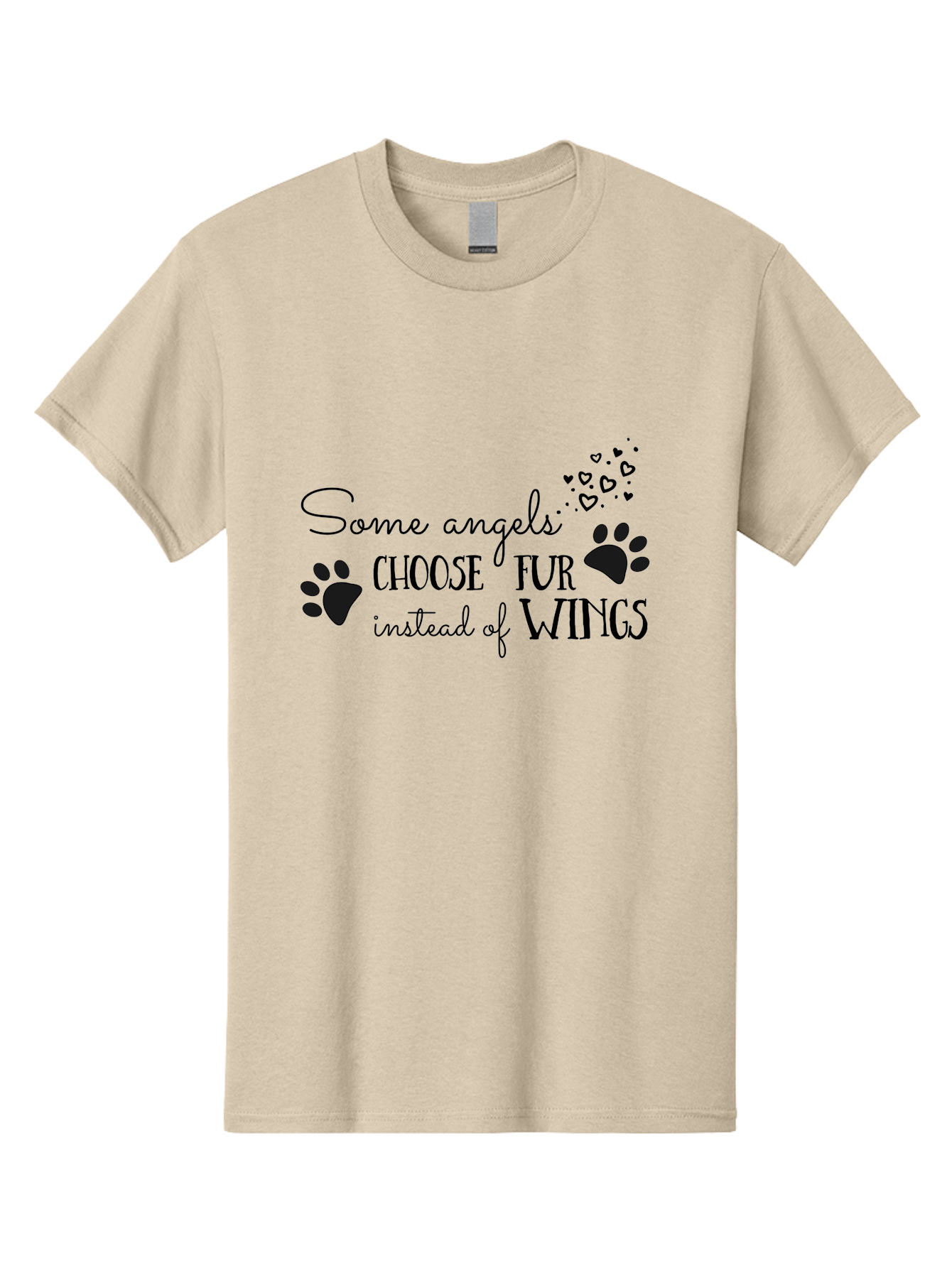 Some-Angels-Choose-Fur-Instead-Of-Wings Men'S Graphic Tee, 100% Cotton, Comfortable Casual Summer Wear, Machine Washable, Angelic Pets, Furry Friends, Heartwarming Quote, Dog Lovers, Cat Lovers, Inspirational Phrase, Love For Animals, Aad185
