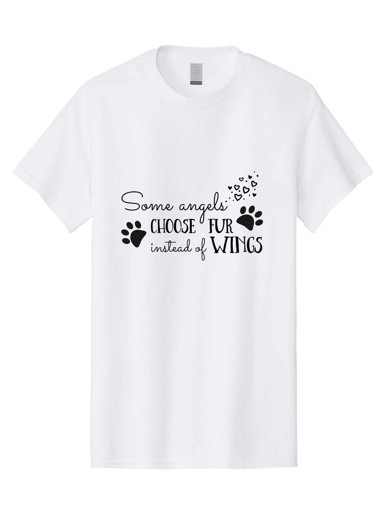 Some-Angels-Choose-Fur-Instead-Of-Wings Men'S Graphic Tee, 100% Cotton, Comfortable Casual Summer Wear, Machine Washable, Angelic Pets, Furry Friends, Heartwarming Quote, Dog Lovers, Cat Lovers, Inspirational Phrase, Love For Animals, Aad185