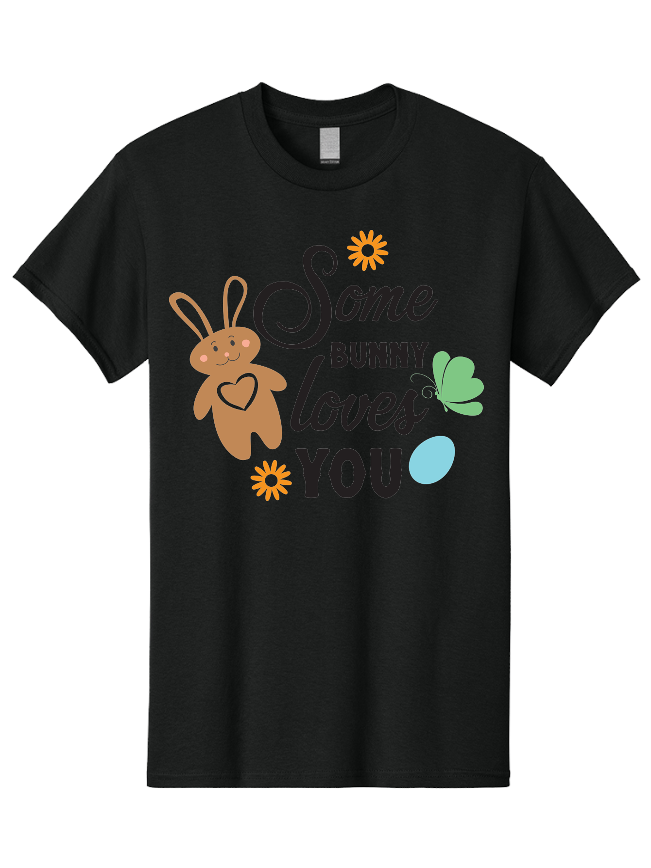Some-Bunny-Loves-You Men'S Graphic Tee, 100% Cotton, Comfortable Casual Summer Wear, Machine Washable, Easter Bunny, Love Message, Cute Cartoons, Hearts, Spring Theme, Easter Eggs, Festive Designs, Adorable Bunnies, Spring Decorations Aad186