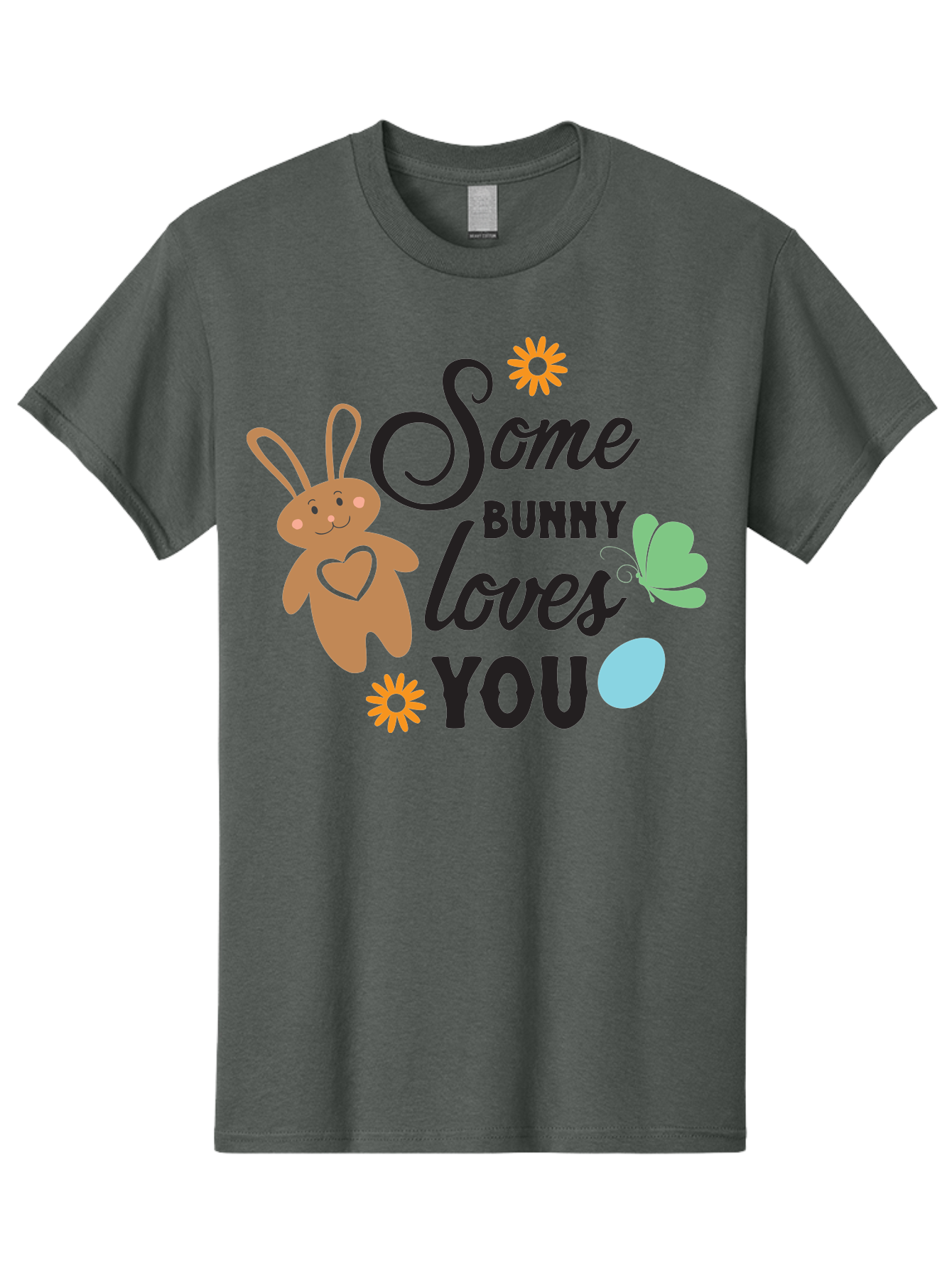 Some-Bunny-Loves-You Men'S Graphic Tee, 100% Cotton, Comfortable Casual Summer Wear, Machine Washable, Easter Bunny, Love Message, Cute Cartoons, Hearts, Spring Theme, Easter Eggs, Festive Designs, Adorable Bunnies, Spring Decorations Aad186