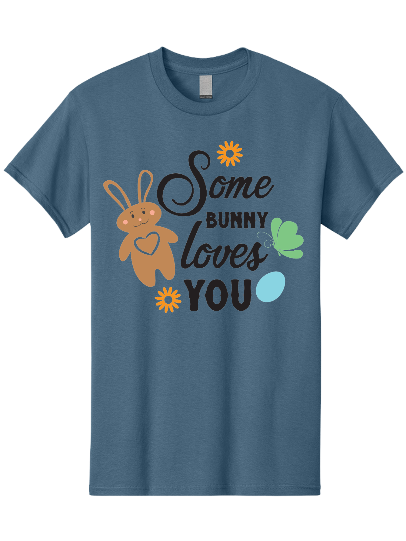Some-Bunny-Loves-You Men'S Graphic Tee, 100% Cotton, Comfortable Casual Summer Wear, Machine Washable, Easter Bunny, Love Message, Cute Cartoons, Hearts, Spring Theme, Easter Eggs, Festive Designs, Adorable Bunnies, Spring Decorations Aad186