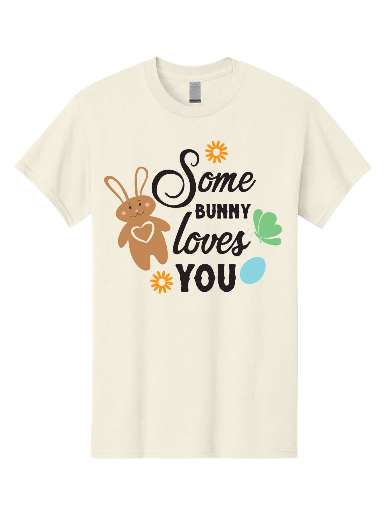 Some-Bunny-Loves-You Men'S Graphic Tee, 100% Cotton, Comfortable Casual Summer Wear, Machine Washable, Easter Bunny, Love Message, Cute Cartoons, Hearts, Spring Theme, Easter Eggs, Festive Designs, Adorable Bunnies, Spring Decorations Aad186