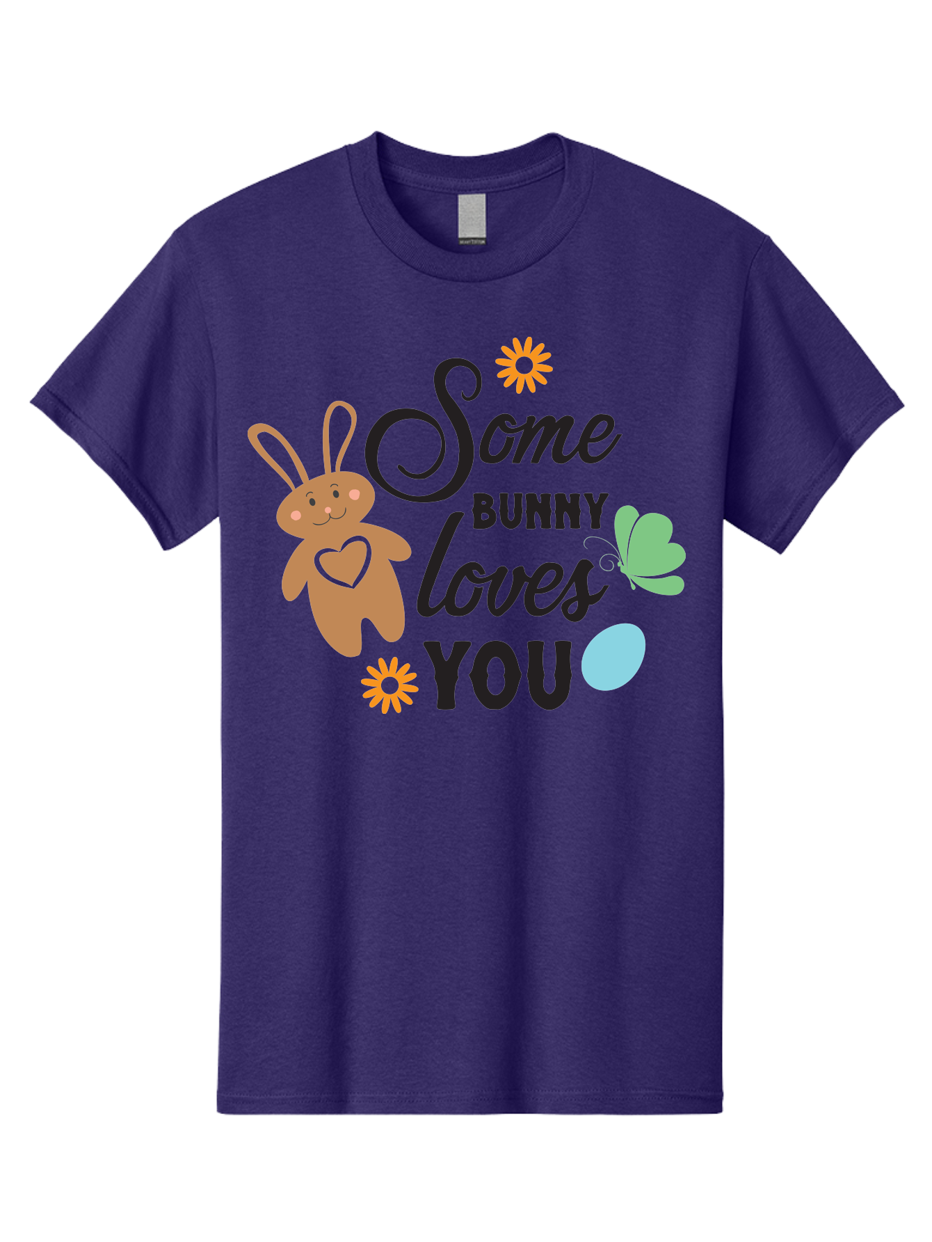 Some-Bunny-Loves-You Men'S Graphic Tee, 100% Cotton, Comfortable Casual Summer Wear, Machine Washable, Easter Bunny, Love Message, Cute Cartoons, Hearts, Spring Theme, Easter Eggs, Festive Designs, Adorable Bunnies, Spring Decorations Aad186