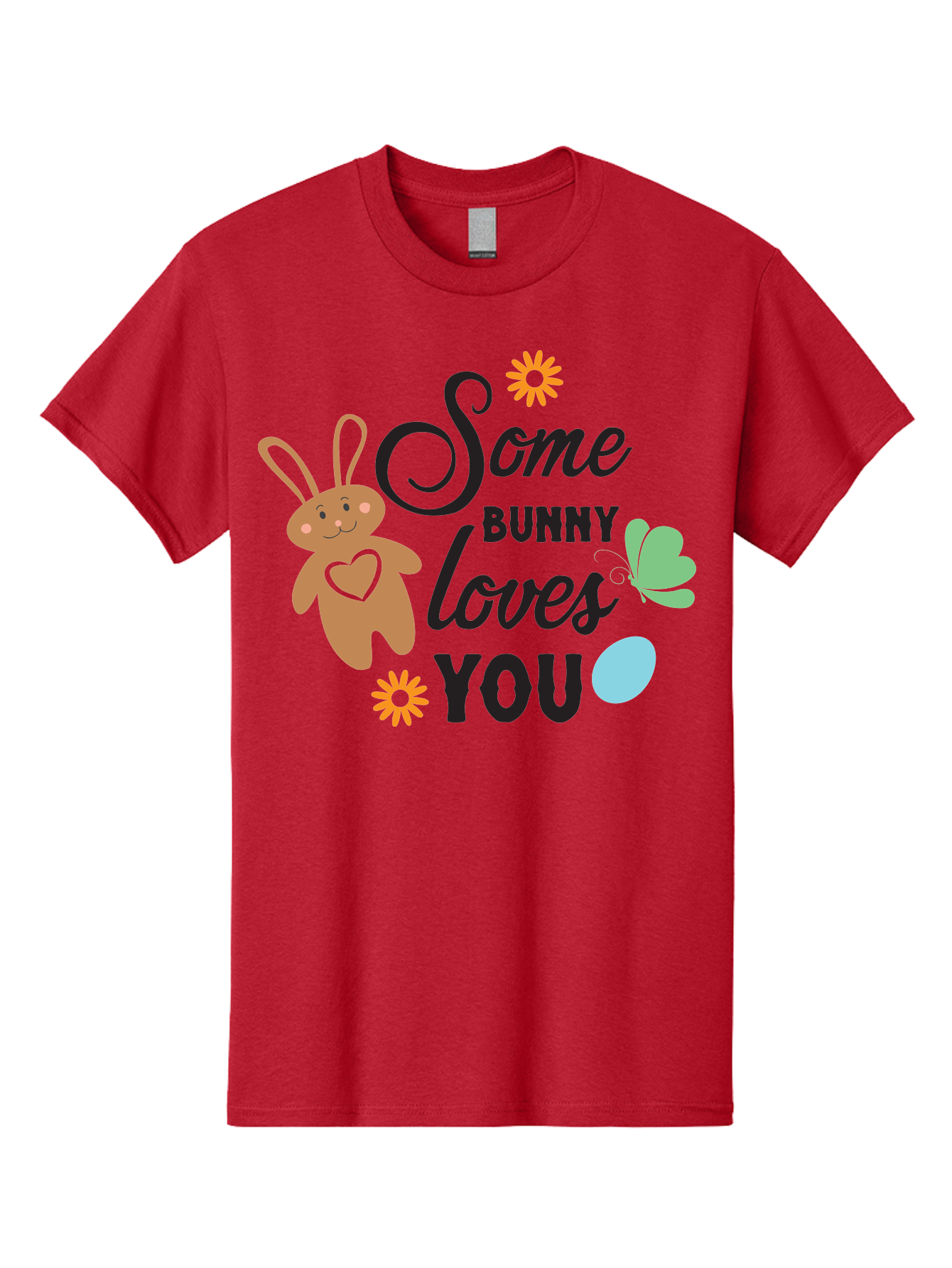 Some-Bunny-Loves-You Men'S Graphic Tee, 100% Cotton, Comfortable Casual Summer Wear, Machine Washable, Easter Bunny, Love Message, Cute Cartoons, Hearts, Spring Theme, Easter Eggs, Festive Designs, Adorable Bunnies, Spring Decorations Aad186