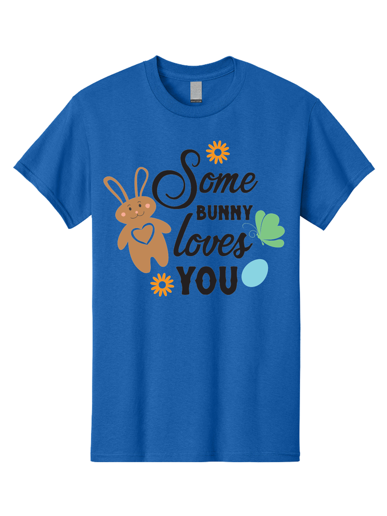 Some-Bunny-Loves-You Men'S Graphic Tee, 100% Cotton, Comfortable Casual Summer Wear, Machine Washable, Easter Bunny, Love Message, Cute Cartoons, Hearts, Spring Theme, Easter Eggs, Festive Designs, Adorable Bunnies, Spring Decorations Aad186