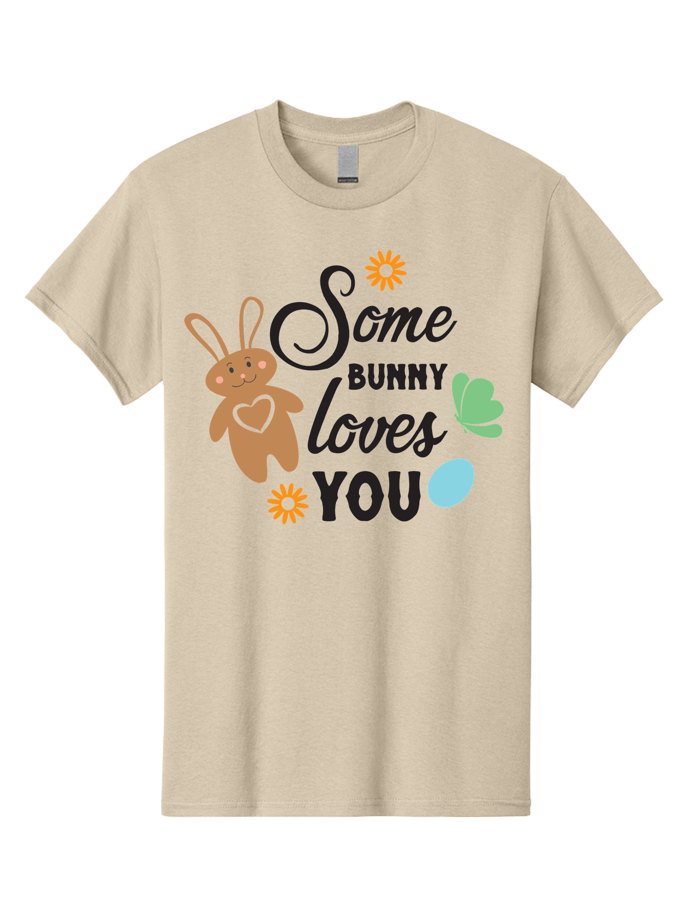 Some-Bunny-Loves-You Men'S Graphic Tee, 100% Cotton, Comfortable Casual Summer Wear, Machine Washable, Easter Bunny, Love Message, Cute Cartoons, Hearts, Spring Theme, Easter Eggs, Festive Designs, Adorable Bunnies, Spring Decorations Aad186