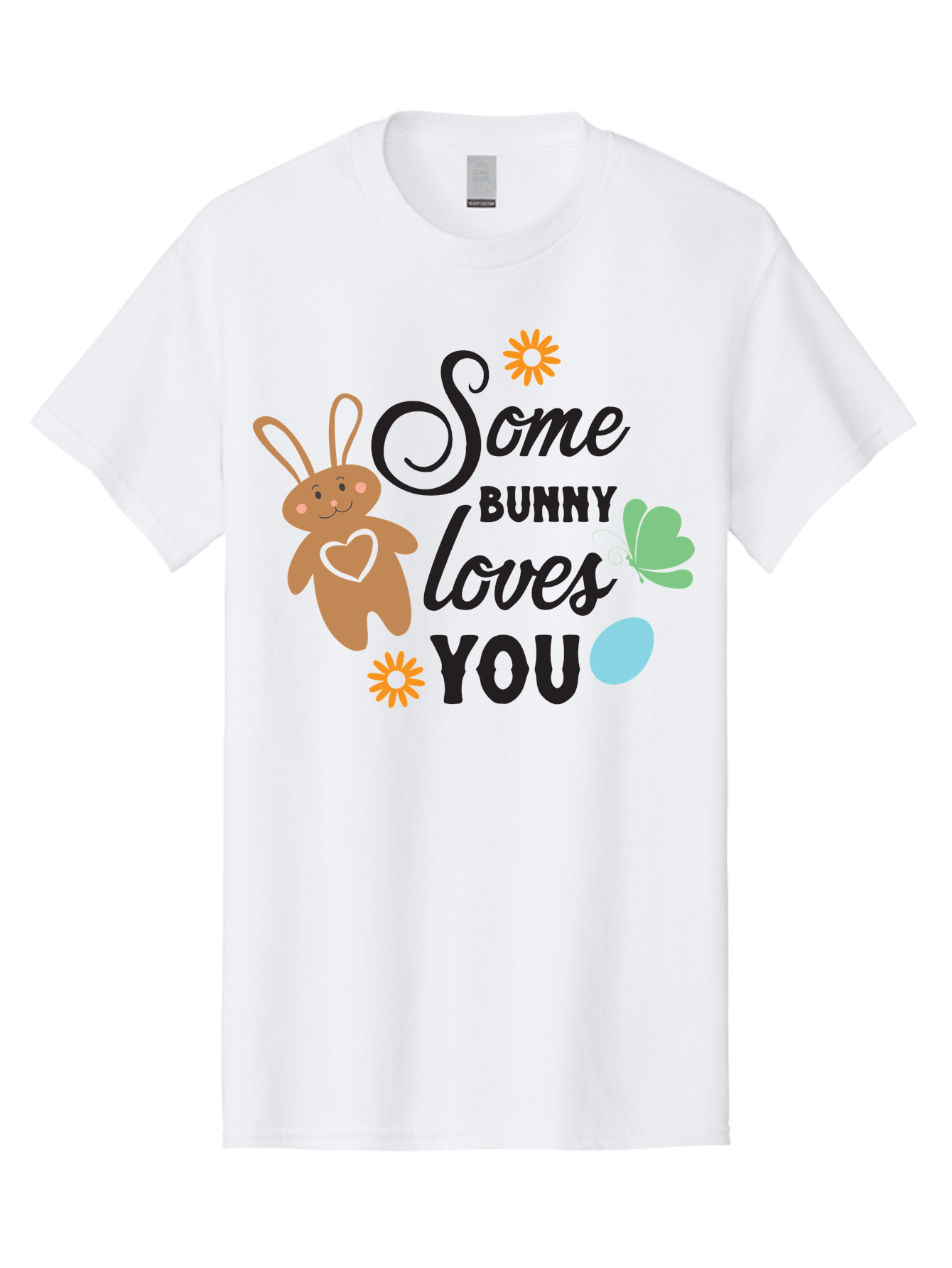 Some-Bunny-Loves-You Men'S Graphic Tee, 100% Cotton, Comfortable Casual Summer Wear, Machine Washable, Easter Bunny, Love Message, Cute Cartoons, Hearts, Spring Theme, Easter Eggs, Festive Designs, Adorable Bunnies, Spring Decorations Aad186