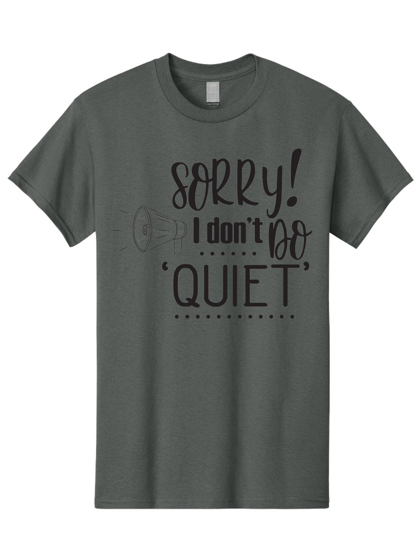 Sorry-I-Don-T-Do-Quiet Men'S Graphic Tee, 100% Cotton, Comfortable Casual Summer Wear, Machine Washable, Humorous Quote, Funny Saying, Loud Personality, Megaphone Illustration, Playful Typography, Quirky Humor, Bold Statement, Loud And Proud Aad190