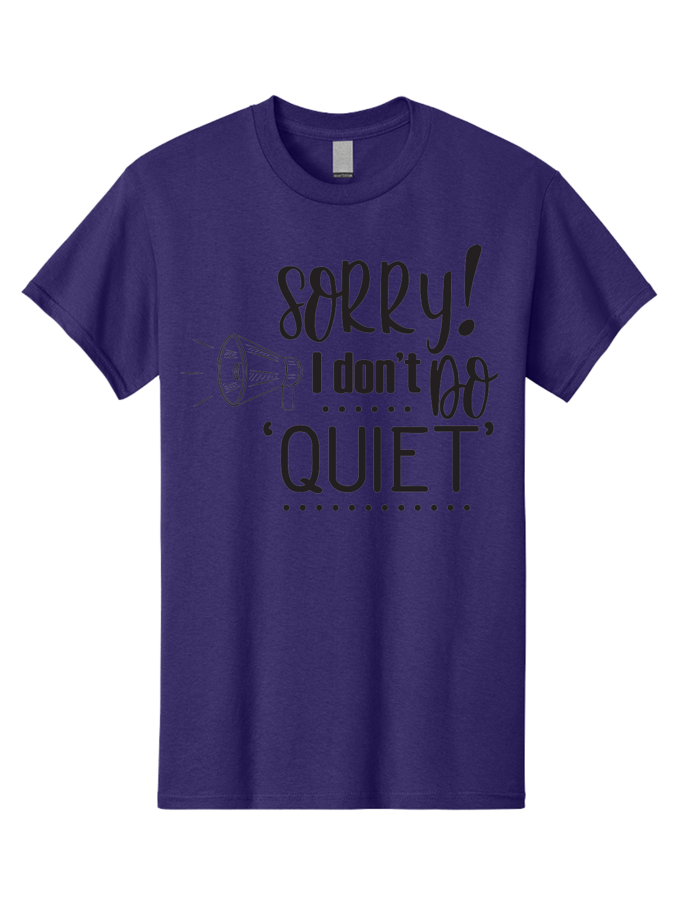 Sorry-I-Don-T-Do-Quiet Men'S Graphic Tee, 100% Cotton, Comfortable Casual Summer Wear, Machine Washable, Humorous Quote, Funny Saying, Loud Personality, Megaphone Illustration, Playful Typography, Quirky Humor, Bold Statement, Loud And Proud Aad190