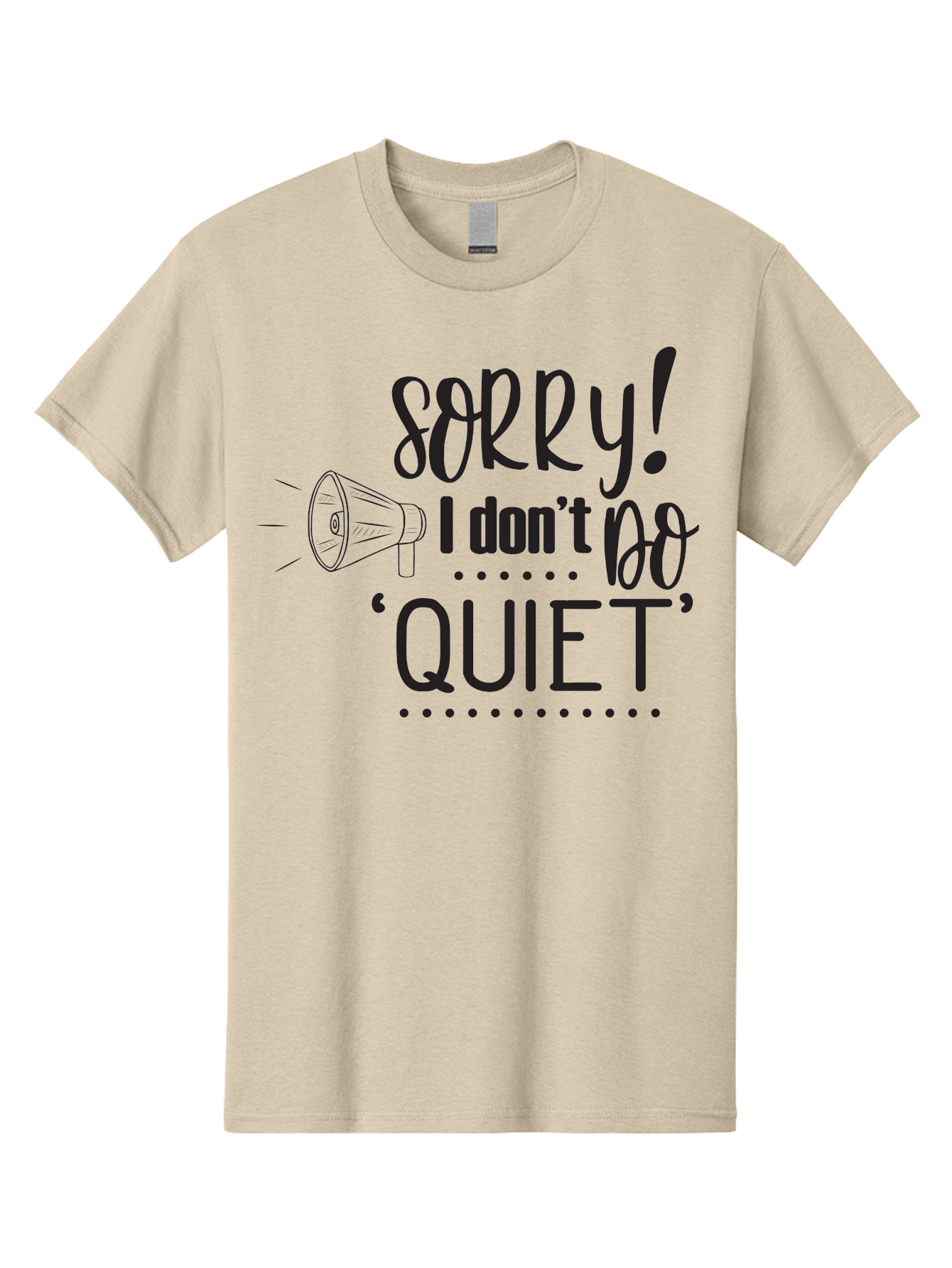 Sorry-I-Don-T-Do-Quiet Men'S Graphic Tee, 100% Cotton, Comfortable Casual Summer Wear, Machine Washable, Humorous Quote, Funny Saying, Loud Personality, Megaphone Illustration, Playful Typography, Quirky Humor, Bold Statement, Loud And Proud Aad190