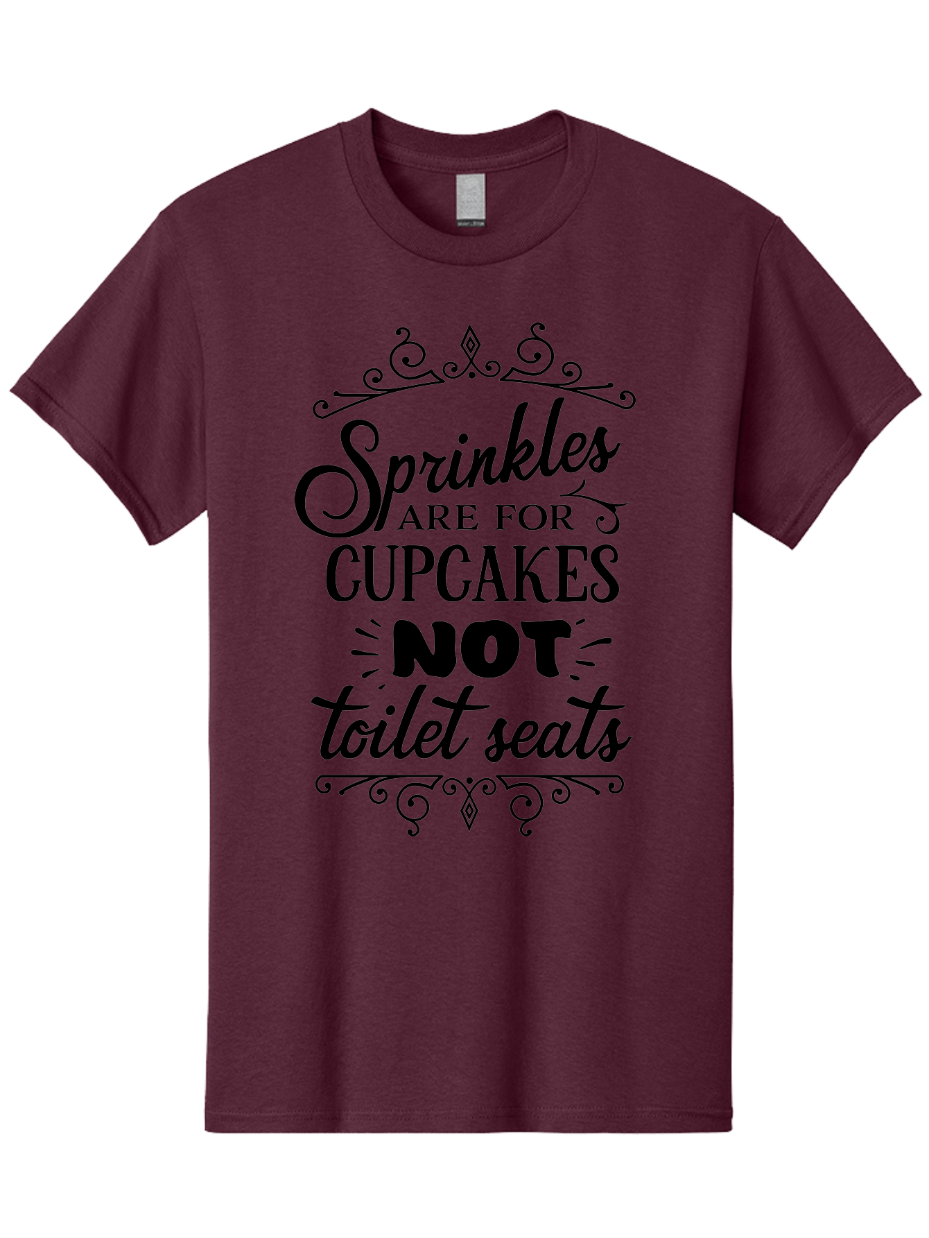 Sprinkles-Are-For-Cupcakes-Not-Toilet-Seats Men'S Graphic Tee, 100% Cotton, Comfortable Casual Summer Wear, Machine Washable, Funny Quote, Quirky Humor, Bathroom Decor, Cupcake Love, Sprinkle Theme, Toilet Humor, Cute Sign, Baking Humor, Aad193
