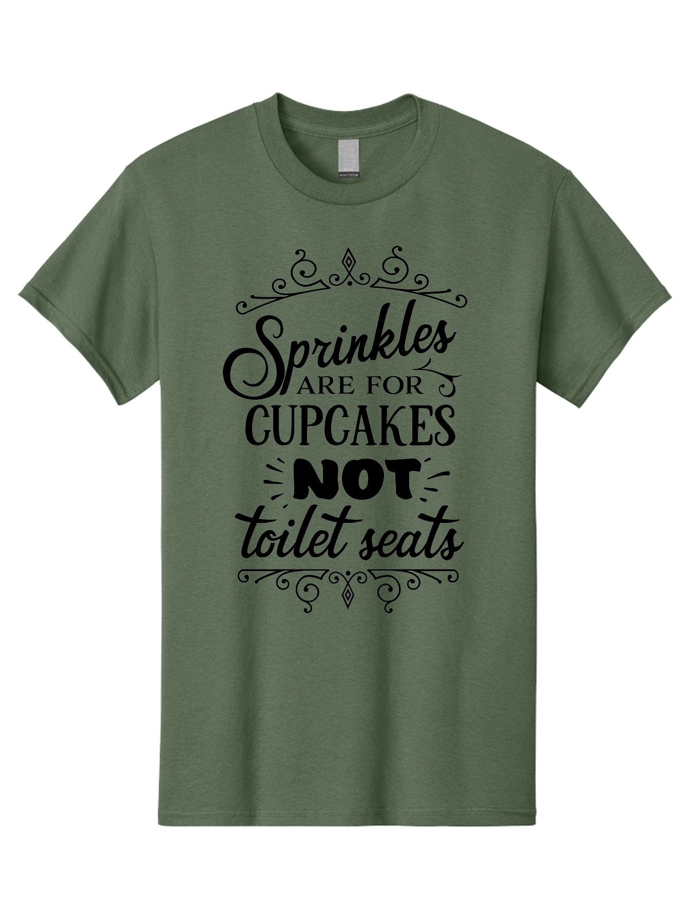 Sprinkles-Are-For-Cupcakes-Not-Toilet-Seats Men'S Graphic Tee, 100% Cotton, Comfortable Casual Summer Wear, Machine Washable, Funny Quote, Quirky Humor, Bathroom Decor, Cupcake Love, Sprinkle Theme, Toilet Humor, Cute Sign, Baking Humor, Aad193