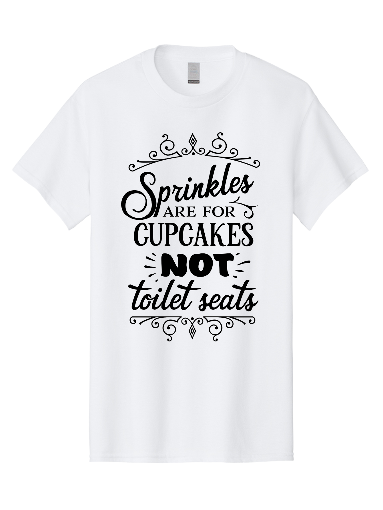 Sprinkles-Are-For-Cupcakes-Not-Toilet-Seats Men'S Graphic Tee, 100% Cotton, Comfortable Casual Summer Wear, Machine Washable, Funny Quote, Quirky Humor, Bathroom Decor, Cupcake Love, Sprinkle Theme, Toilet Humor, Cute Sign, Baking Humor, Aad193
