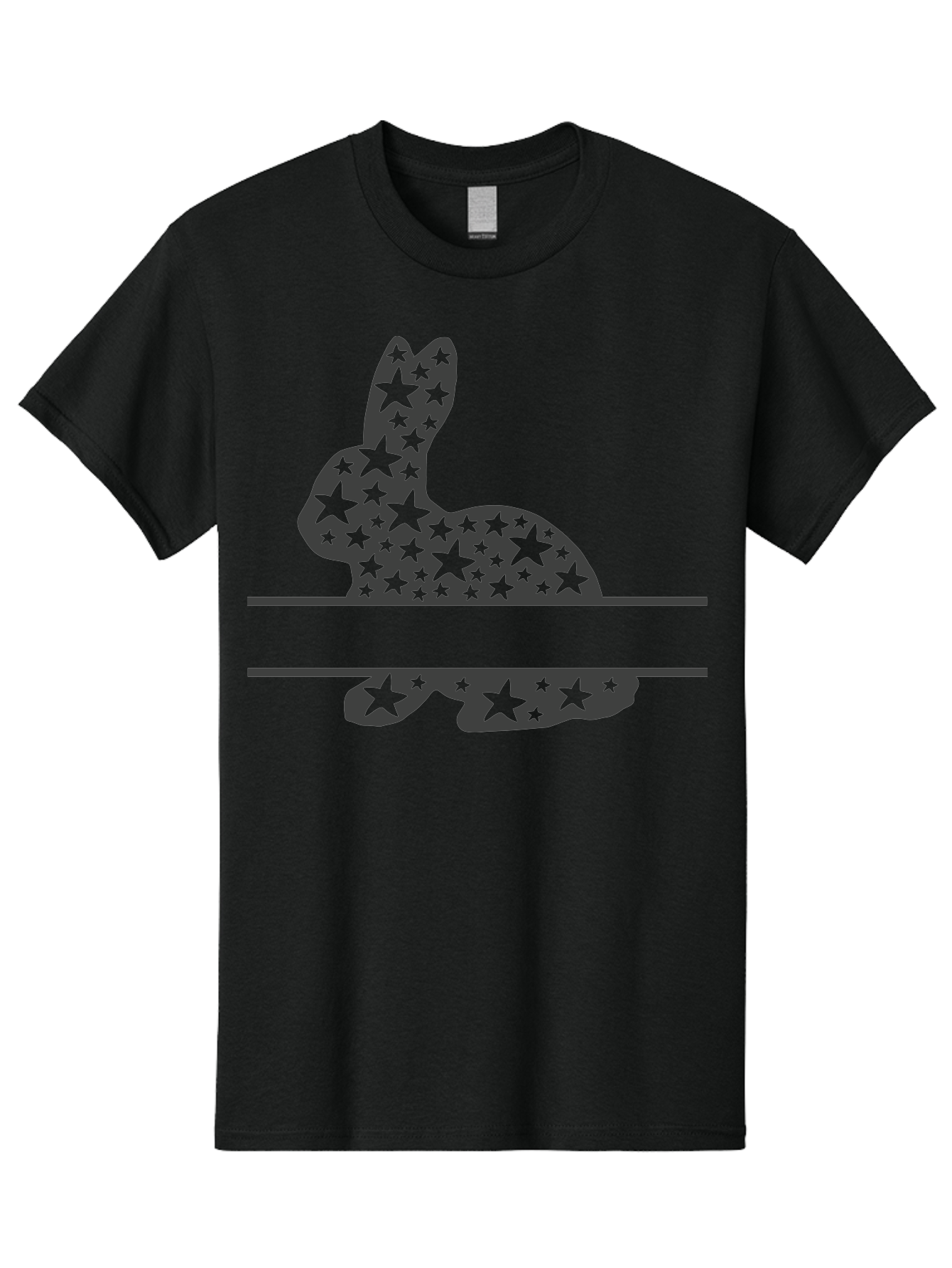 Star-Bunny Men'S Graphic Tee, 100% Cotton, Comfortable Casual Summer Wear, Machine Washable, Rabbit Silhouette, Decorative Stars, Minimalist Design, Modern Art, Artistic Expression, Star Pattern, Cute Rabbit Aad195