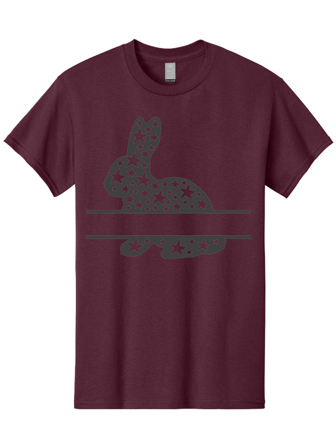 Star-Bunny Men'S Graphic Tee, 100% Cotton, Comfortable Casual Summer Wear, Machine Washable, Rabbit Silhouette, Decorative Stars, Minimalist Design, Modern Art, Artistic Expression, Star Pattern, Cute Rabbit Aad195