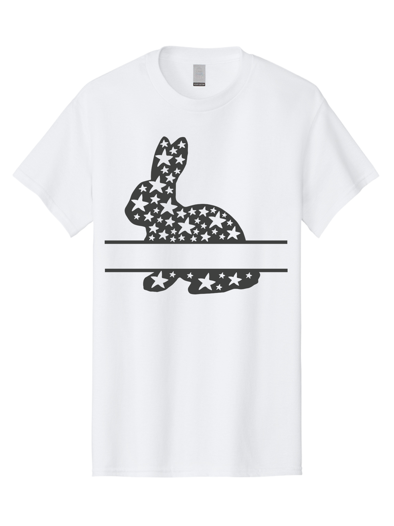 Star-Bunny Men'S Graphic Tee, 100% Cotton, Comfortable Casual Summer Wear, Machine Washable, Rabbit Silhouette, Decorative Stars, Minimalist Design, Modern Art, Artistic Expression, Star Pattern, Cute Rabbit Aad195