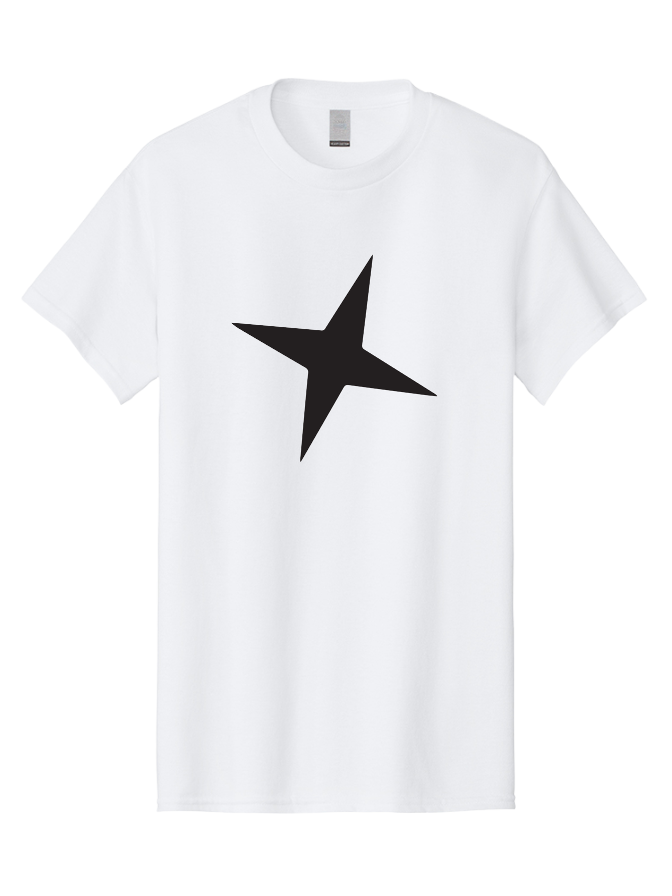 Star Men'S Graphic Tee, 100% Cotton, Comfortable Casual Summer Wear, Machine Washable, Simple Star, Black Silhouette, Five-Pointed Star, Minimalist Design, Bold Shape, Graphic Icon, Celestial Symbol Aad200