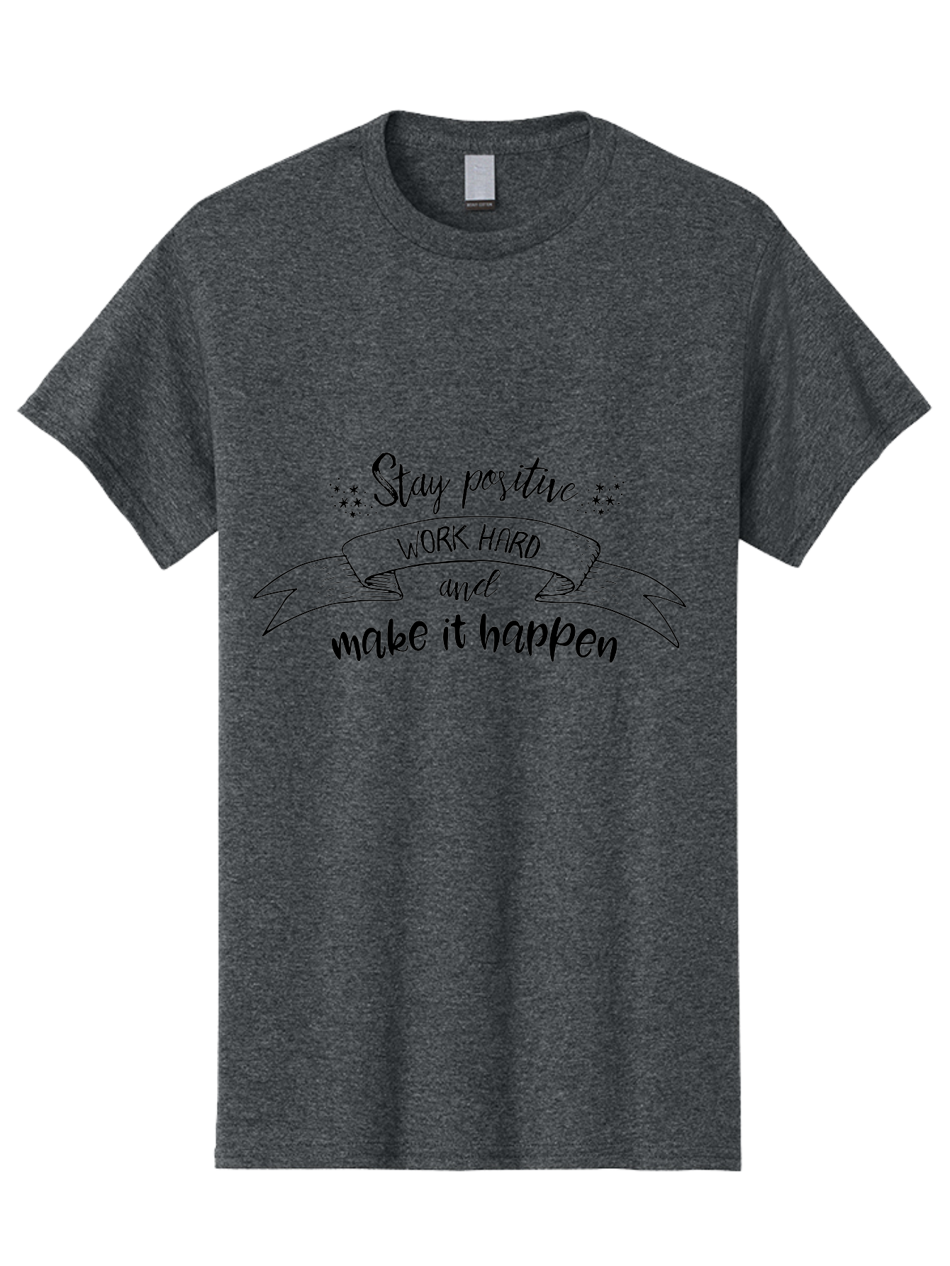 Stay-Positive-Work-Hard Men'S Graphic Tee, 100% Cotton, Comfortable Casual Summer Wear, Machine Washable, Motivational Quote, Inspirational Message, Stay Positive, Work Hard, Make It Happen, Success Mindset, Positive Vibes, Aad201