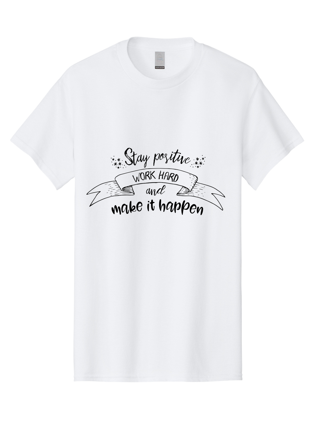 Stay-Positive-Work-Hard Men'S Graphic Tee, 100% Cotton, Comfortable Casual Summer Wear, Machine Washable, Motivational Quote, Inspirational Message, Stay Positive, Work Hard, Make It Happen, Success Mindset, Positive Vibes, Aad201