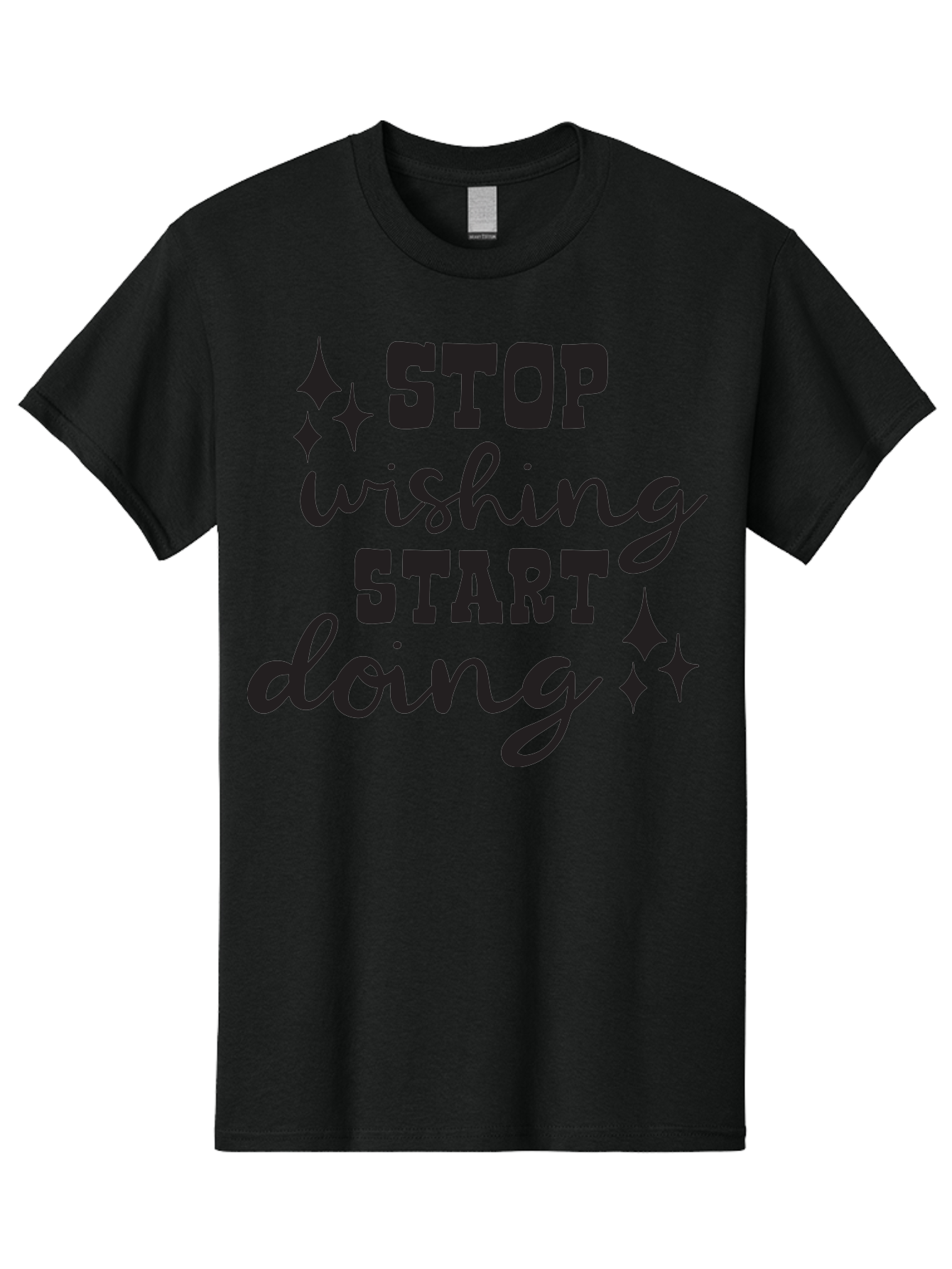 Stop-Wishing-Start-Doing Men'S Graphic Tee, 100% Cotton, Comfortable Casual Summer Wear, Machine Washable, Motivational Quote, Inspiration, Stop Wishing Start Doing, Goal Setting, Productivity Tips, Success Mindset, Positive Affirmation, Aad202
