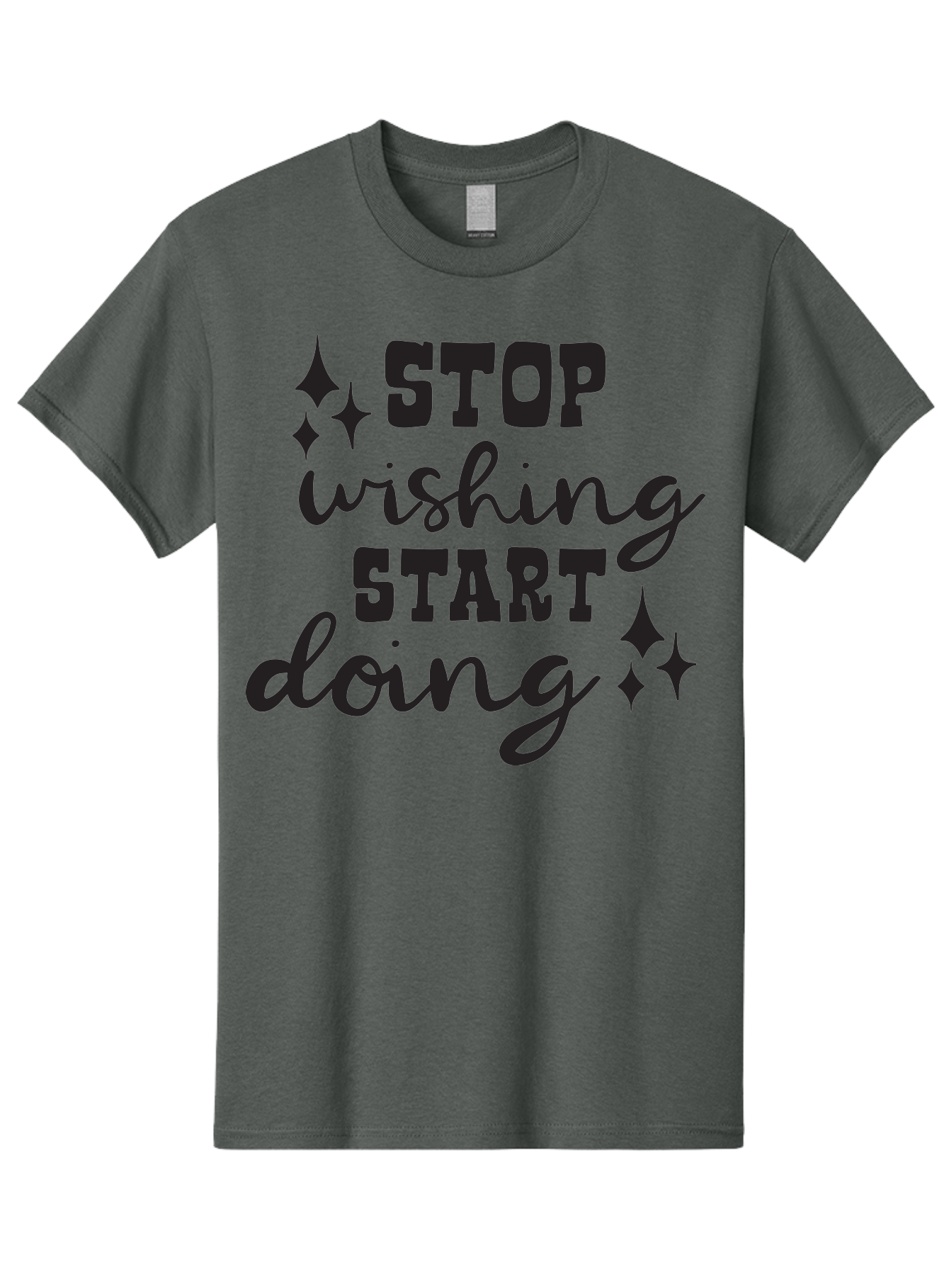 Stop-Wishing-Start-Doing Men'S Graphic Tee, 100% Cotton, Comfortable Casual Summer Wear, Machine Washable, Motivational Quote, Inspiration, Stop Wishing Start Doing, Goal Setting, Productivity Tips, Success Mindset, Positive Affirmation, Aad202