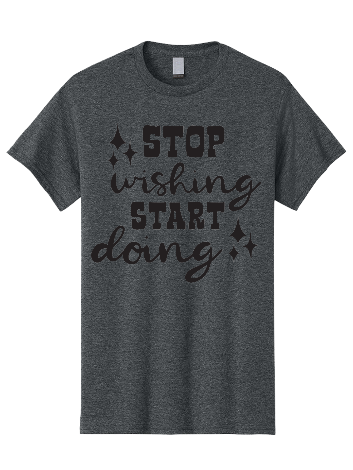 Stop-Wishing-Start-Doing Men'S Graphic Tee, 100% Cotton, Comfortable Casual Summer Wear, Machine Washable, Motivational Quote, Inspiration, Stop Wishing Start Doing, Goal Setting, Productivity Tips, Success Mindset, Positive Affirmation, Aad202